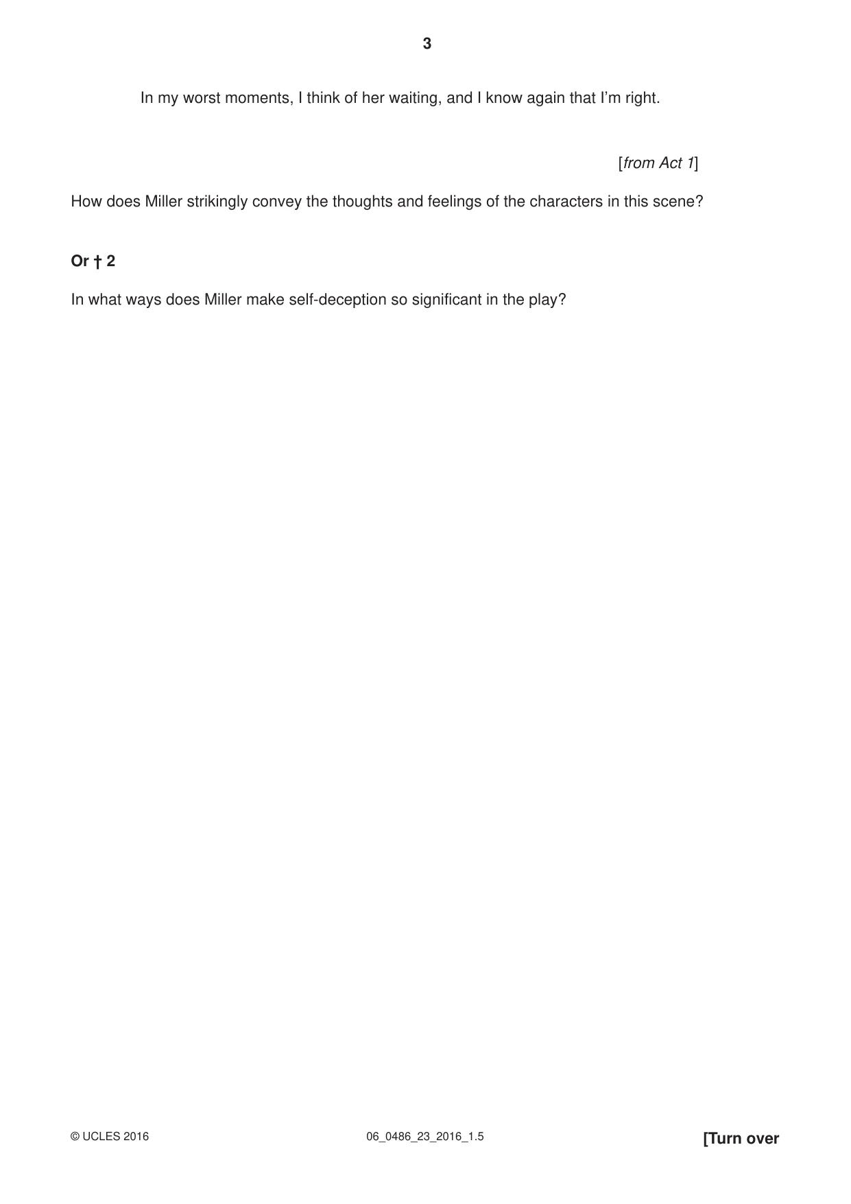 Cambridge IGCSE English - Literature 0486 2016 May/June Paper 2 · Variant 3 question paper, page 3 of 12