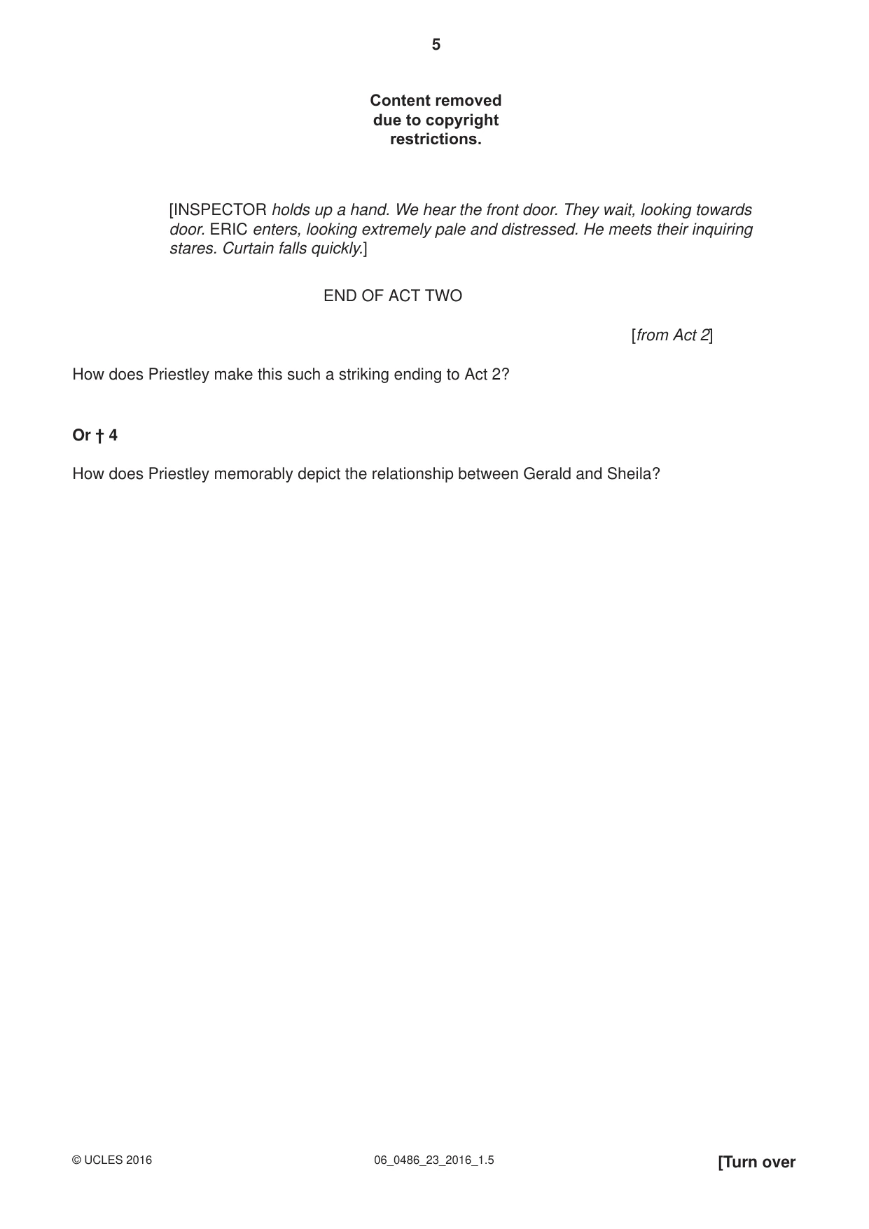Cambridge IGCSE English - Literature 0486 2016 May/June Paper 2 · Variant 3 question paper, page 5 of 12