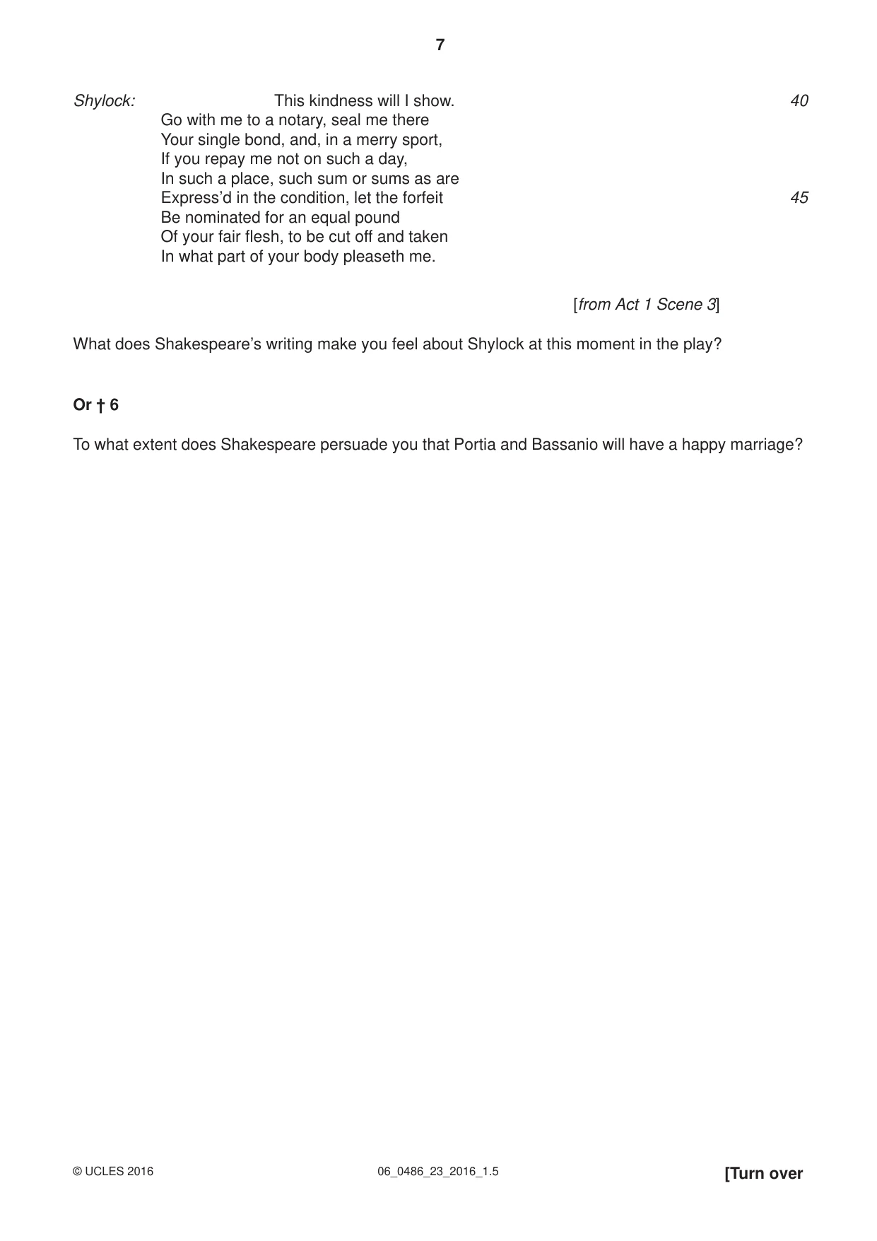 Cambridge IGCSE English - Literature 0486 2016 May/June Paper 2 · Variant 3 question paper, page 7 of 12