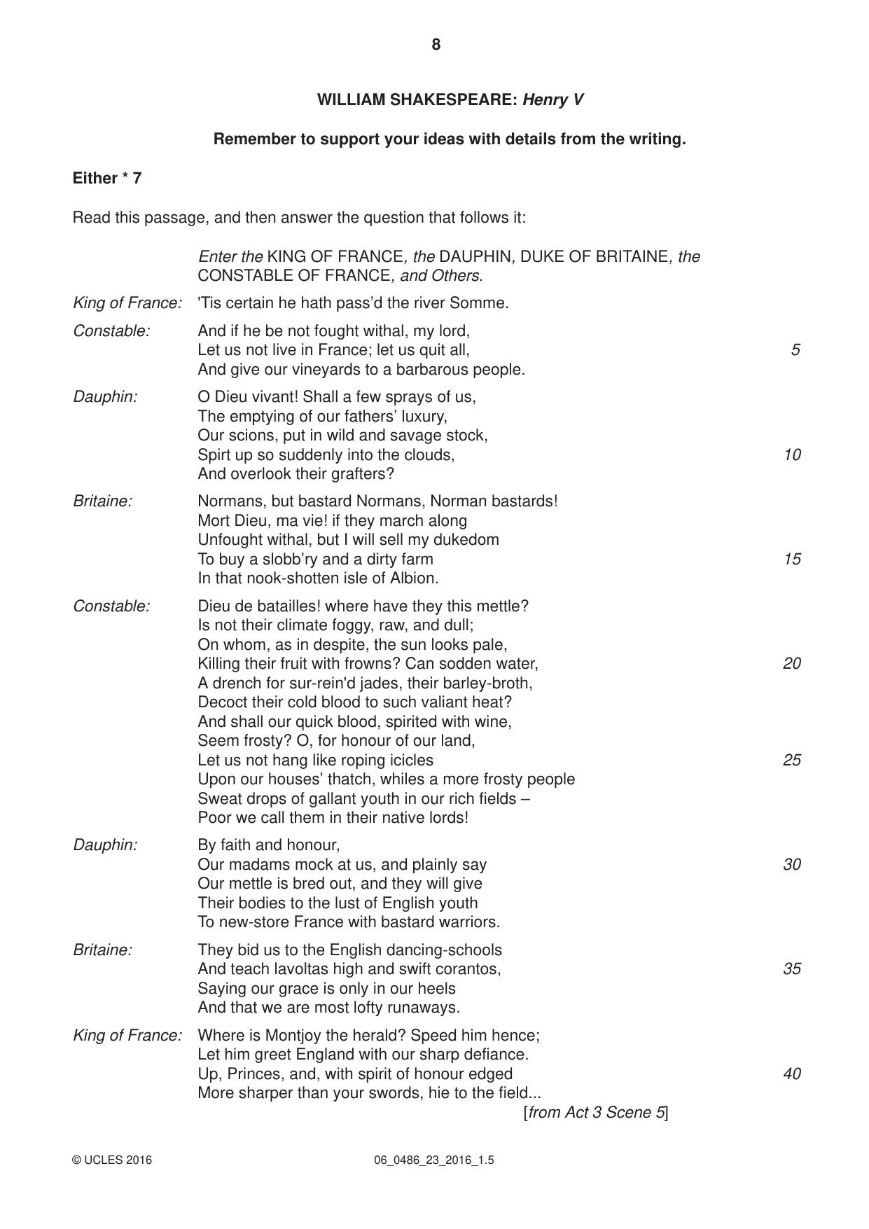 Cambridge IGCSE English - Literature 0486 2016 May/June Paper 2 · Variant 3 question paper, page 8 of 12