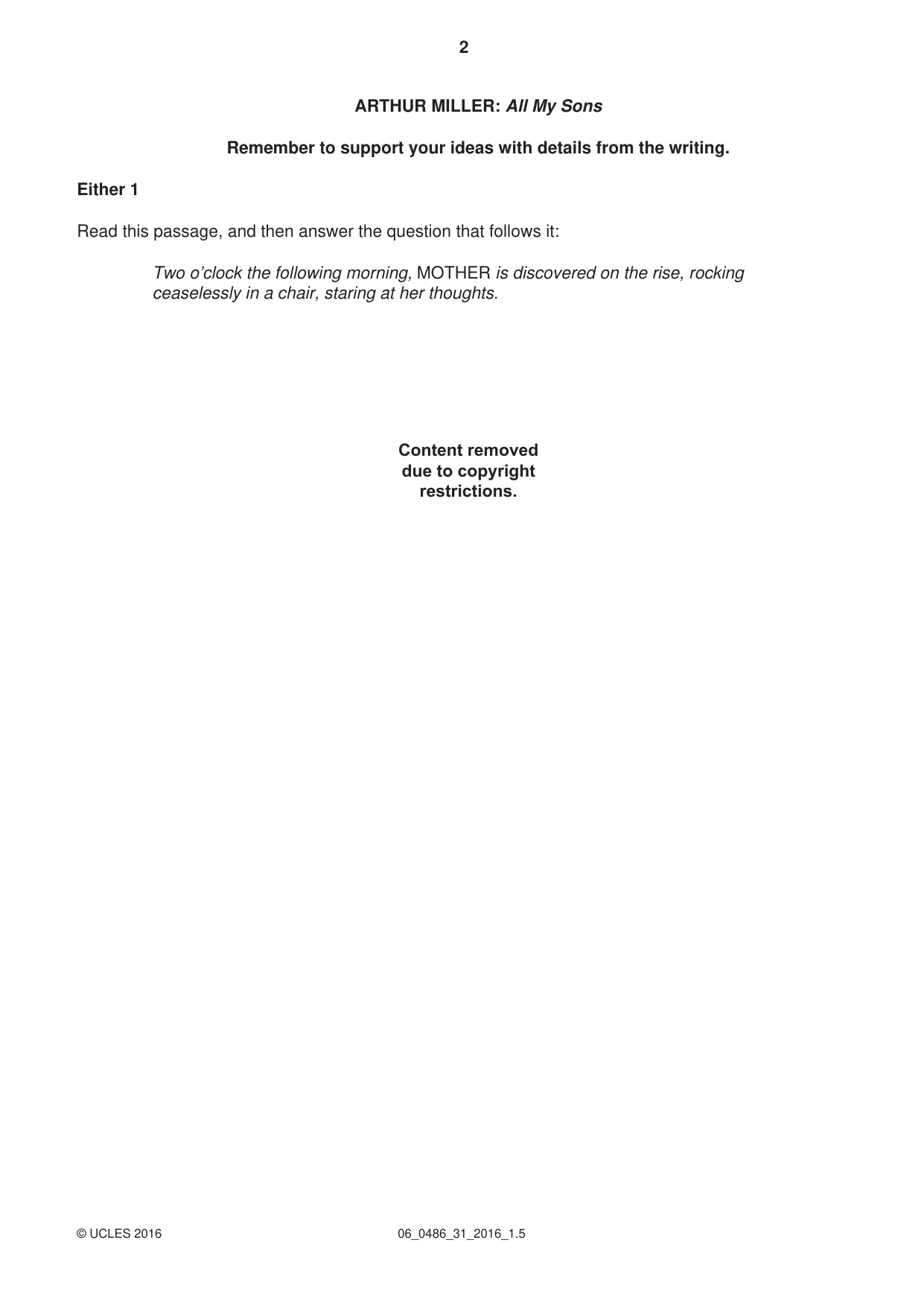 Cambridge IGCSE English - Literature 0486 2016 May/June Paper 3 · Variant 1 question paper, page 2 of 12