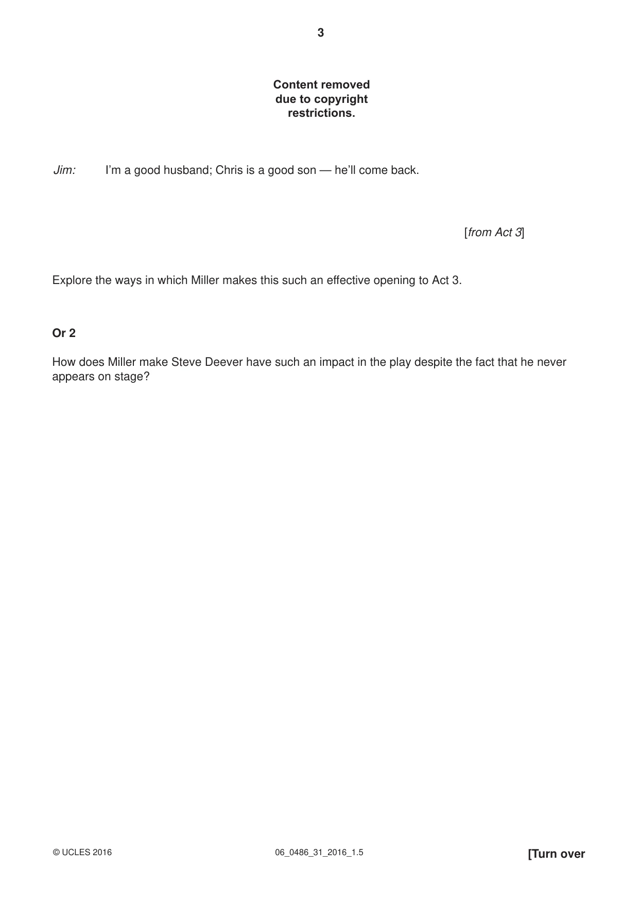 Cambridge IGCSE English - Literature 0486 2016 May/June Paper 3 · Variant 1 question paper, page 3 of 12
