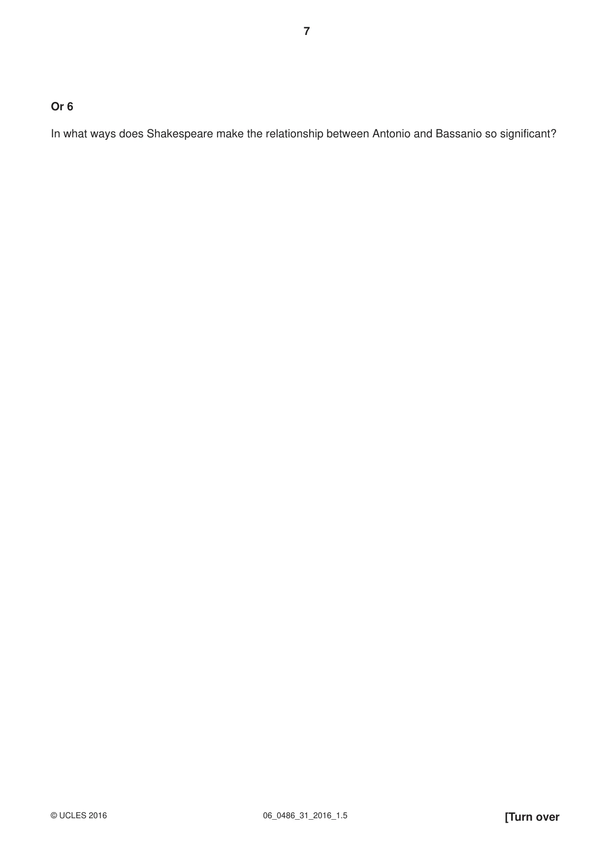 Cambridge IGCSE English - Literature 0486 2016 May/June Paper 3 · Variant 1 question paper, page 7 of 12