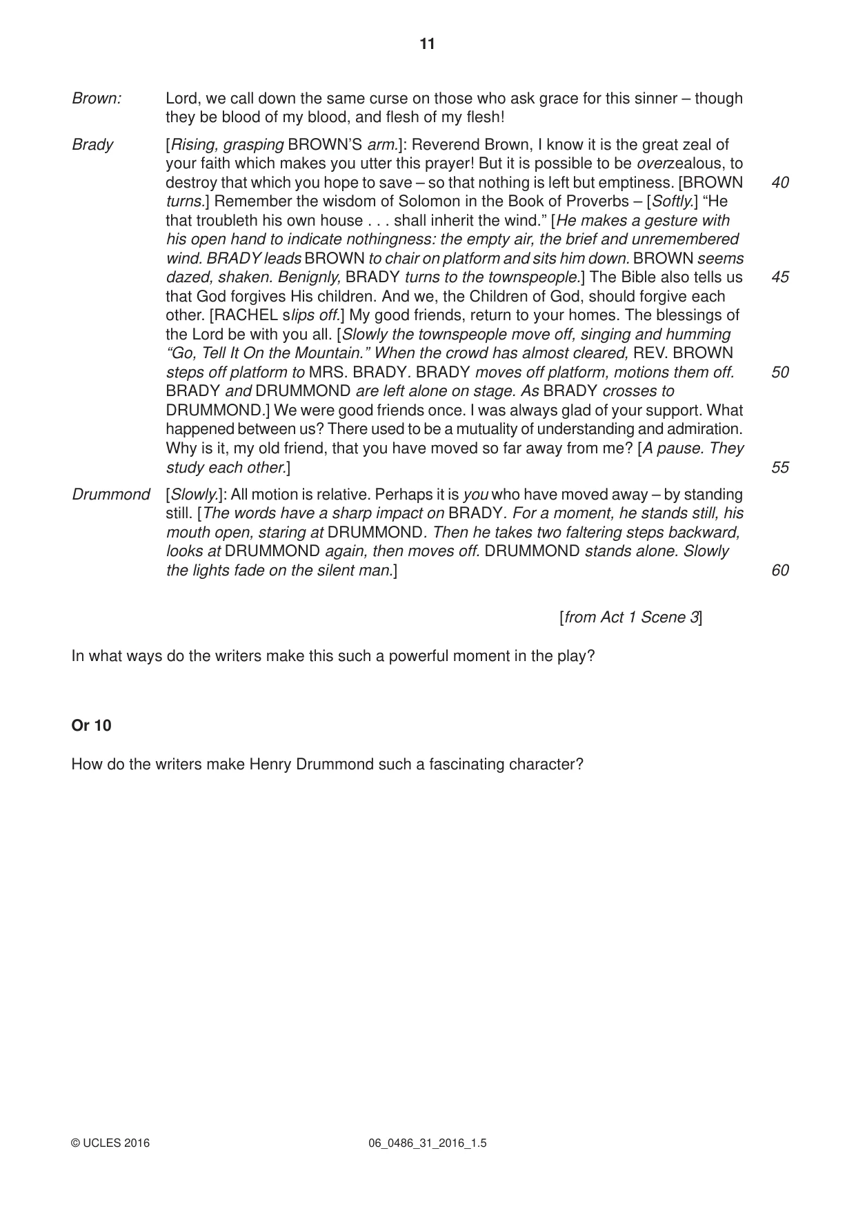 Cambridge IGCSE English - Literature 0486 2016 May/June Paper 3 · Variant 1 question paper, page 11 of 12