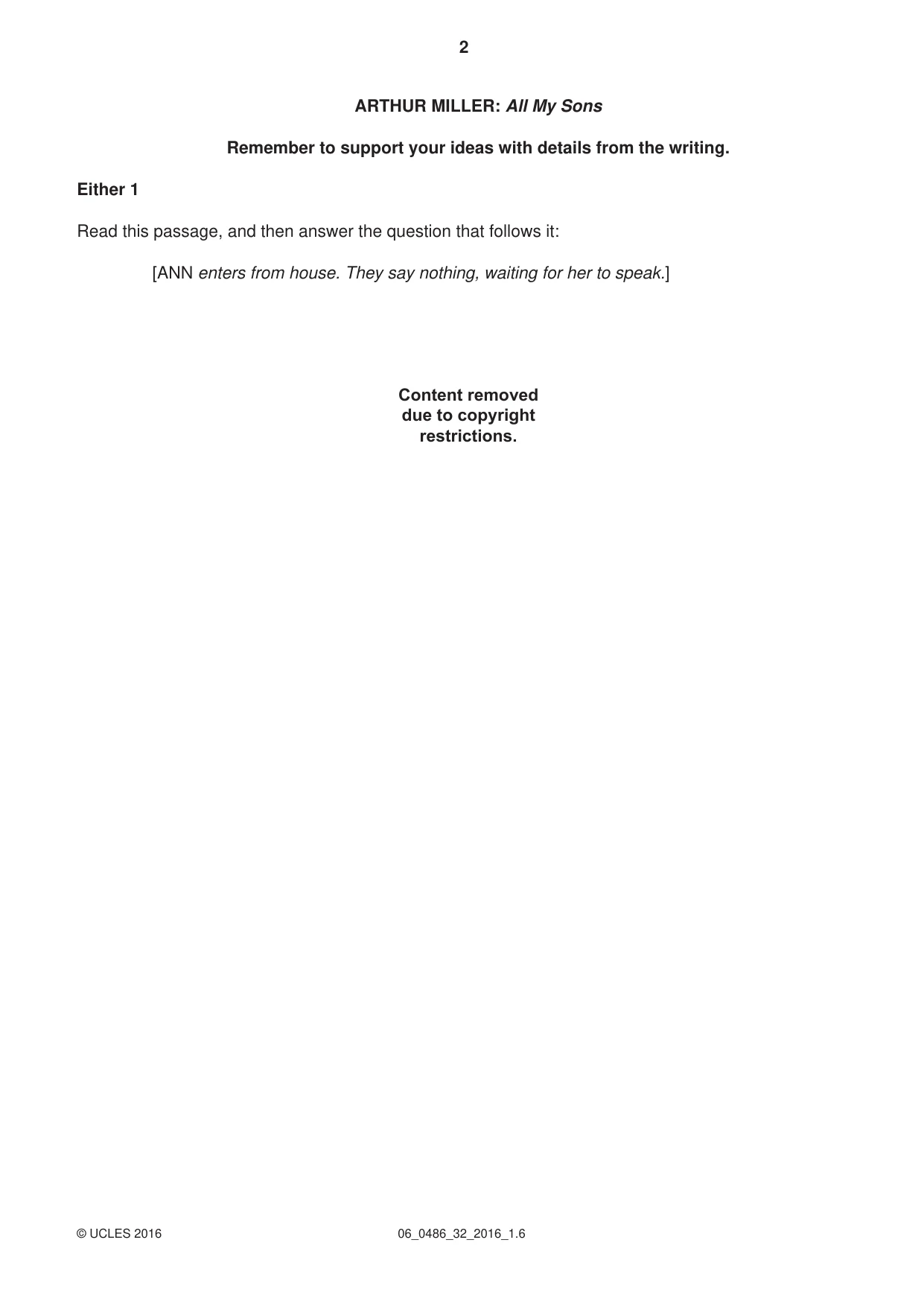 Cambridge IGCSE English - Literature 0486 2016 May/June Paper 3 · Variant 2 question paper, page 2 of 12