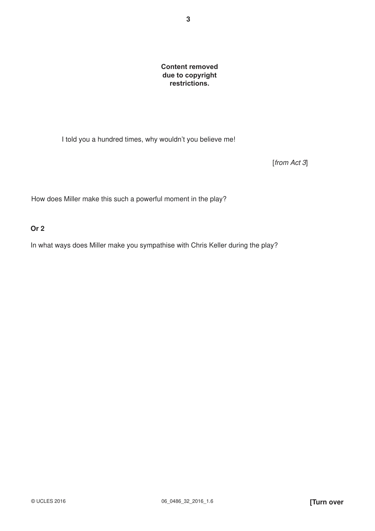 Cambridge IGCSE English - Literature 0486 2016 May/June Paper 3 · Variant 2 question paper, page 3 of 12