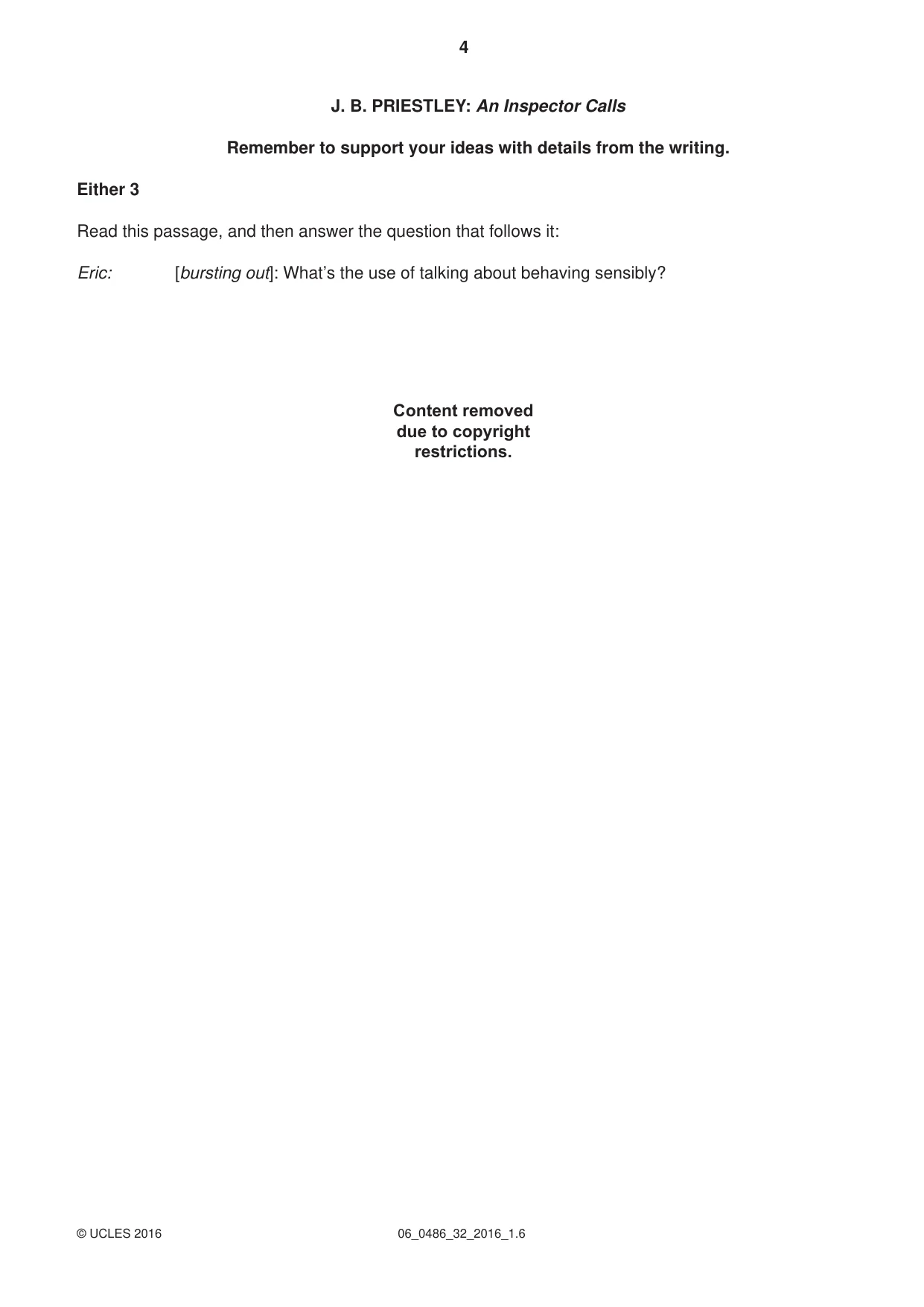 Cambridge IGCSE English - Literature 0486 2016 May/June Paper 3 · Variant 2 question paper, page 4 of 12