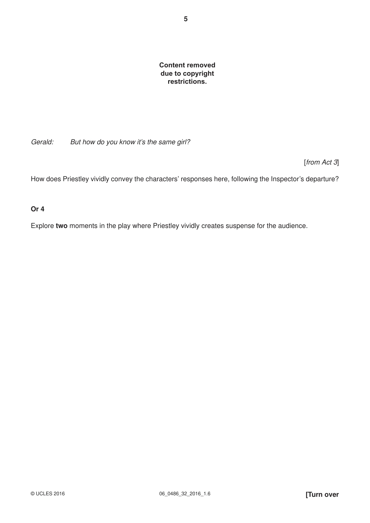 Cambridge IGCSE English - Literature 0486 2016 May/June Paper 3 · Variant 2 question paper, page 5 of 12