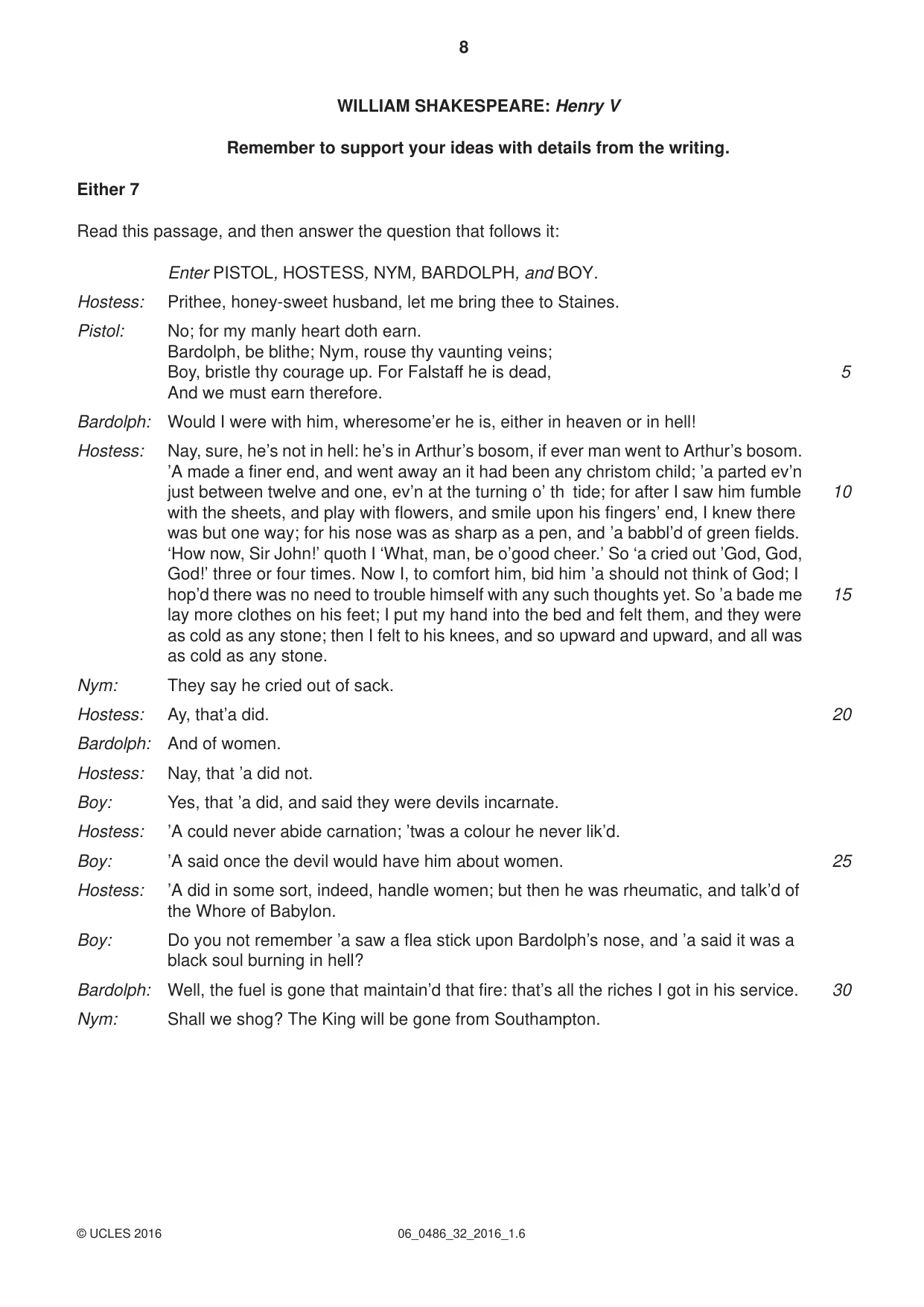 Cambridge IGCSE English - Literature 0486 2016 May/June Paper 3 · Variant 2 question paper, page 8 of 12