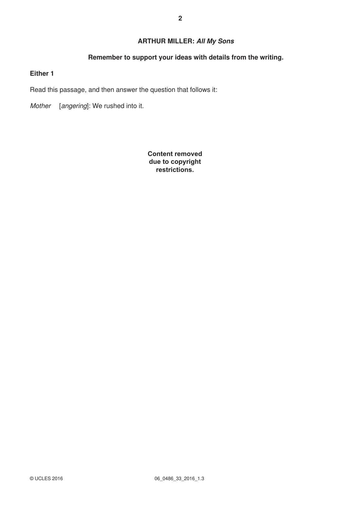 Cambridge IGCSE English - Literature 0486 2016 May/June Paper 3 · Variant 3 question paper, page 2 of 12