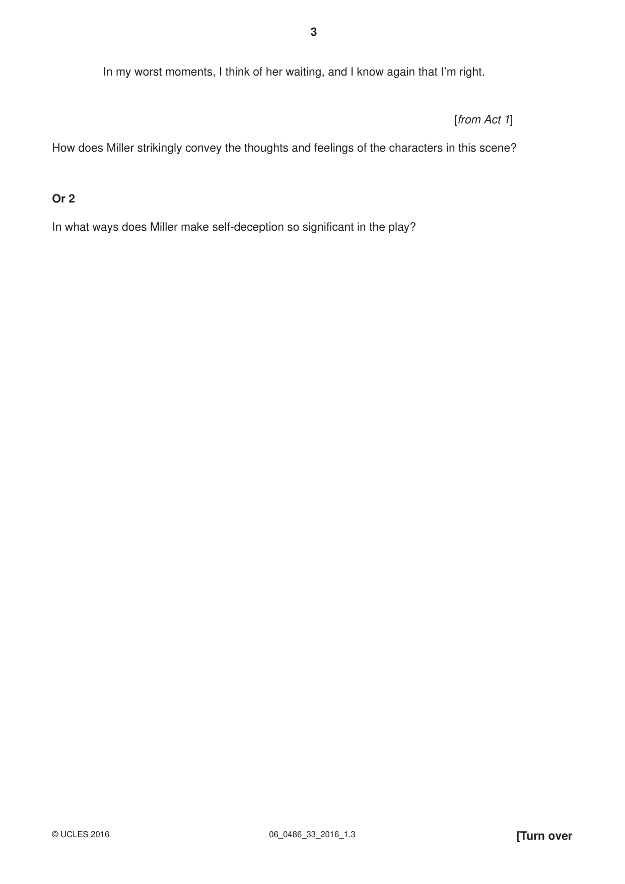 Cambridge IGCSE English - Literature 0486 2016 May/June Paper 3 · Variant 3 question paper, page 3 of 12