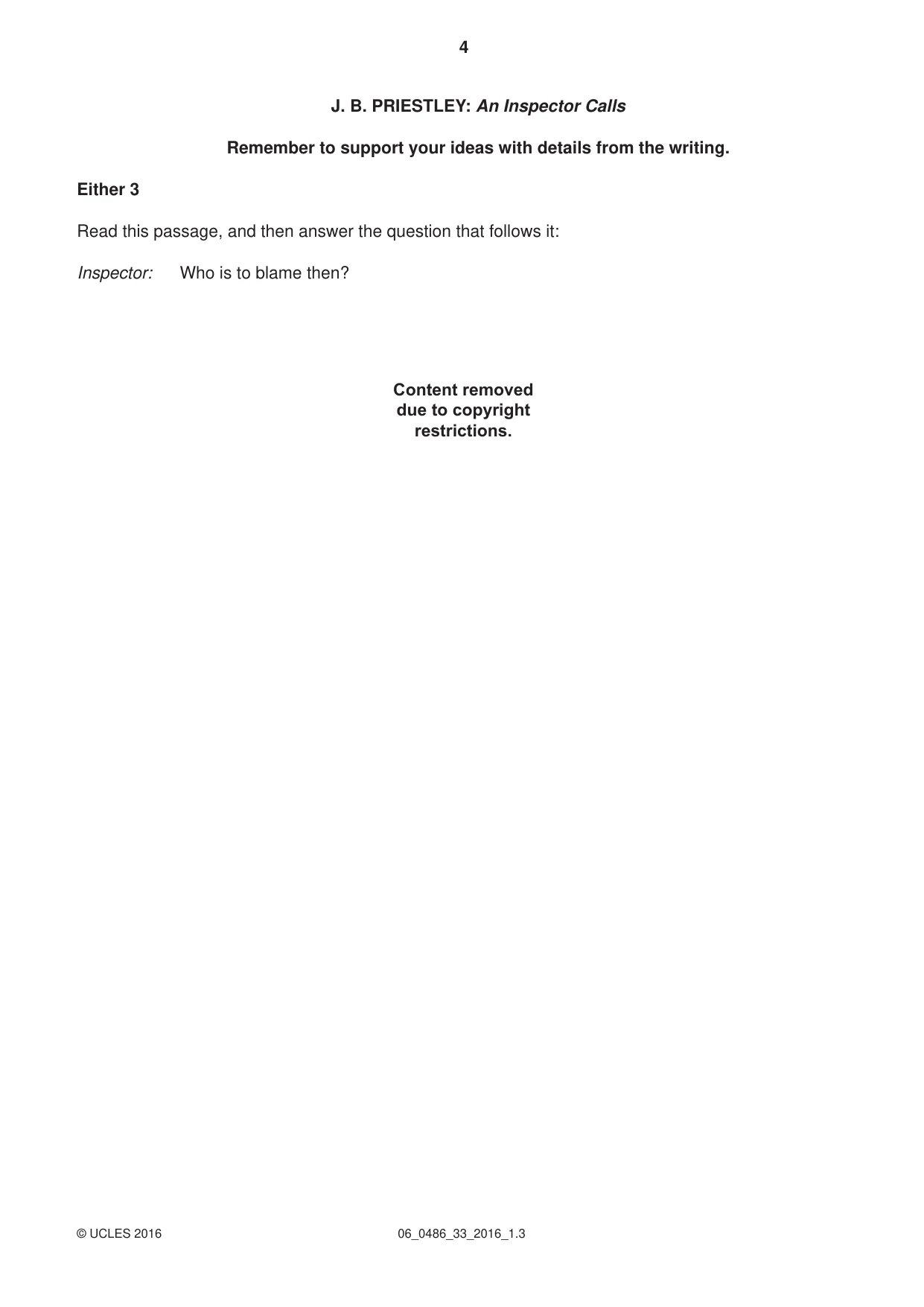 Cambridge IGCSE English - Literature 0486 2016 May/June Paper 3 · Variant 3 question paper, page 4 of 12