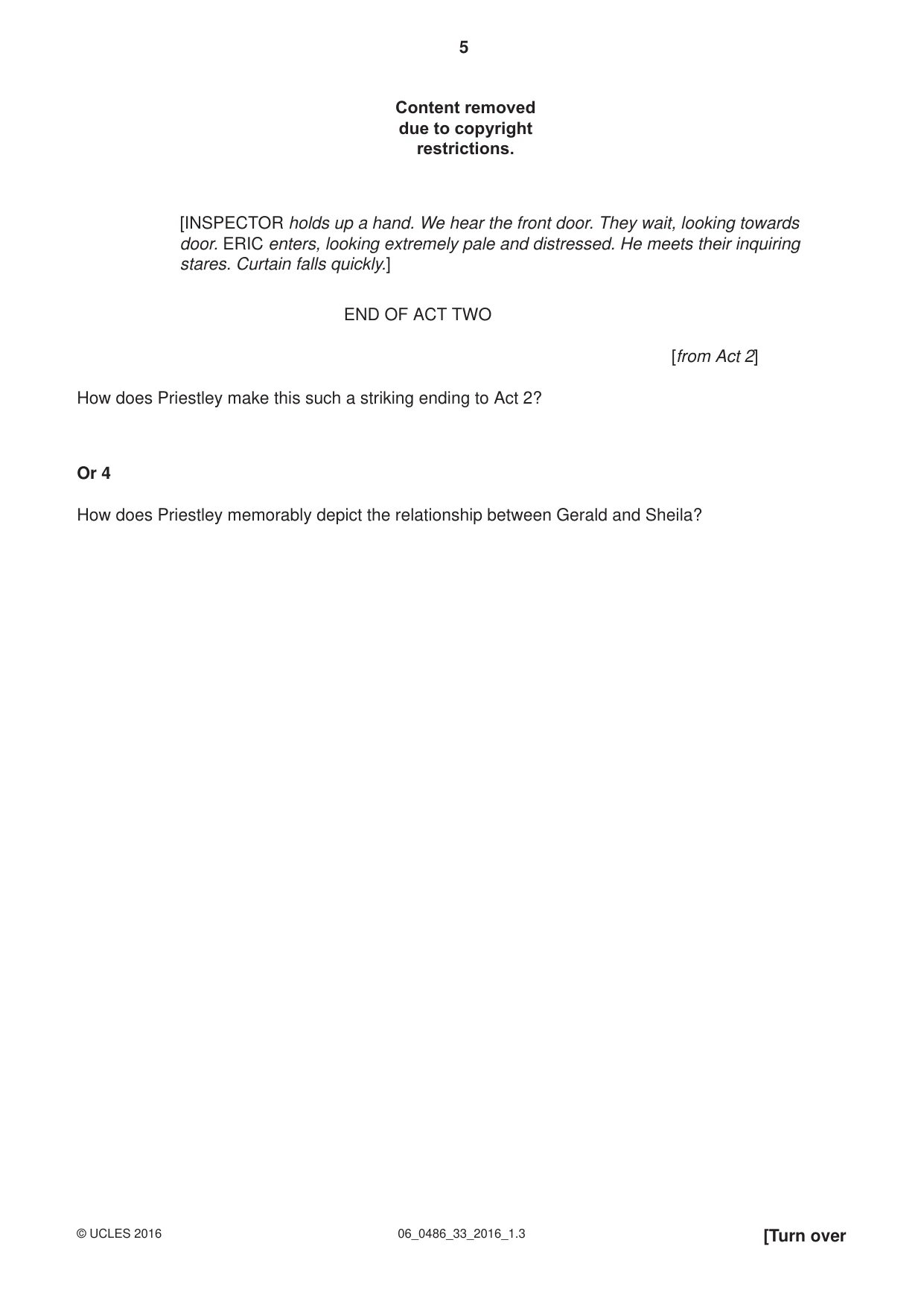 Cambridge IGCSE English - Literature 0486 2016 May/June Paper 3 · Variant 3 question paper, page 5 of 12