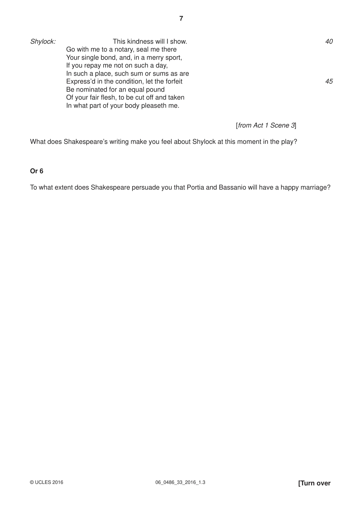 Cambridge IGCSE English - Literature 0486 2016 May/June Paper 3 · Variant 3 question paper, page 7 of 12