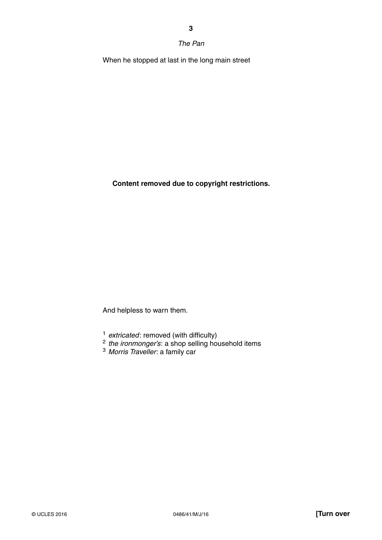 Cambridge IGCSE English - Literature 0486 2016 May/June Paper 4 · Variant 1 question paper, page 3 of 8