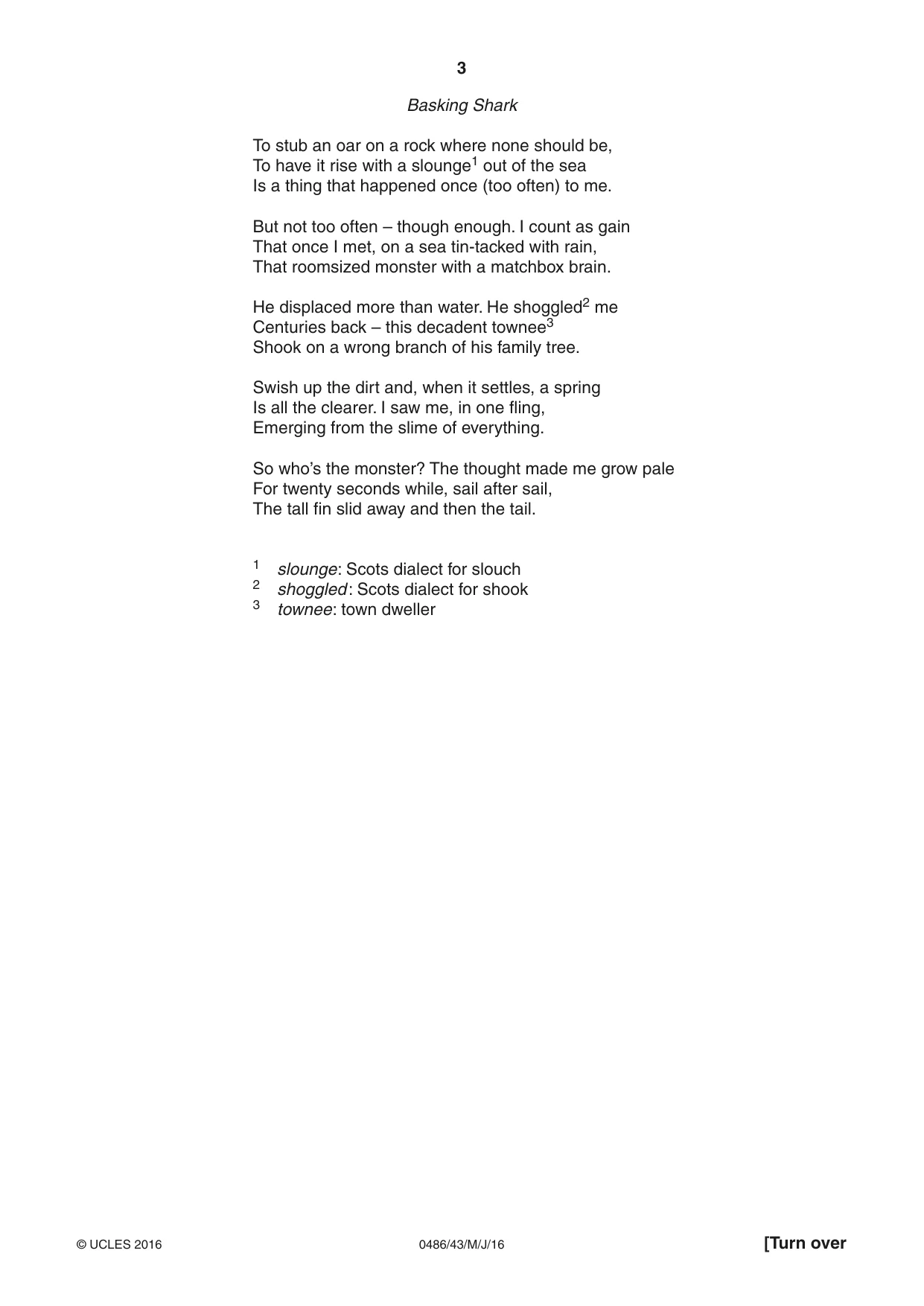 Cambridge IGCSE English - Literature 0486 2016 May/June Paper 4 · Variant 3 question paper, page 3 of 8