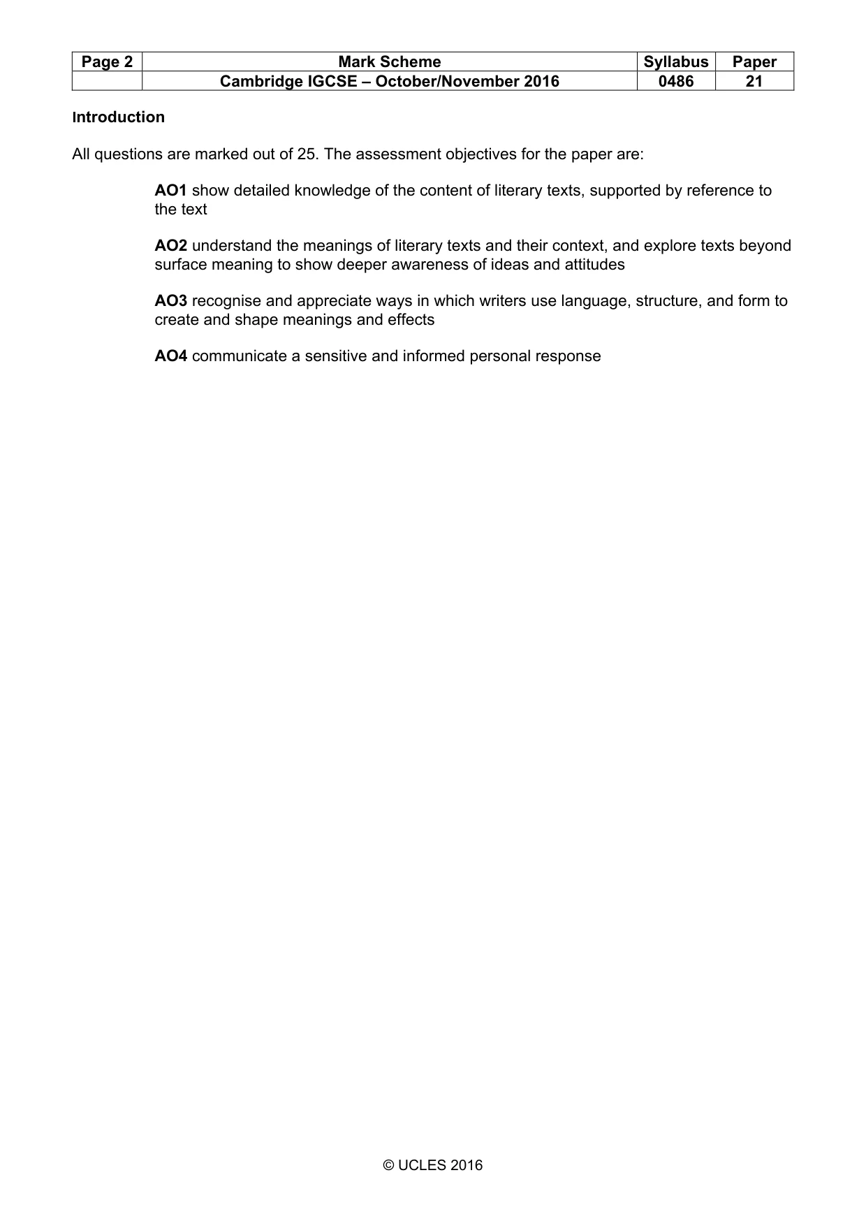 Mark scheme, page 2 of 3