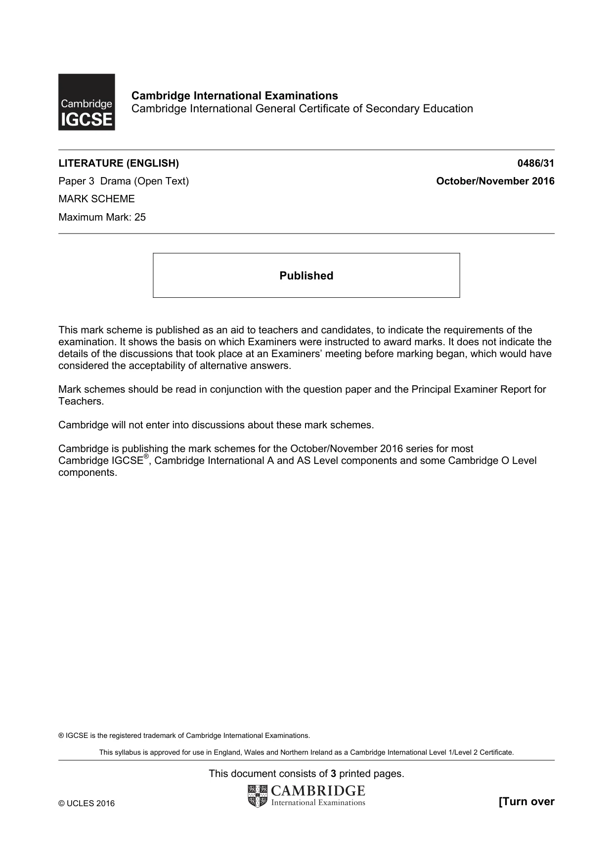 Mark scheme, page 1 of 3