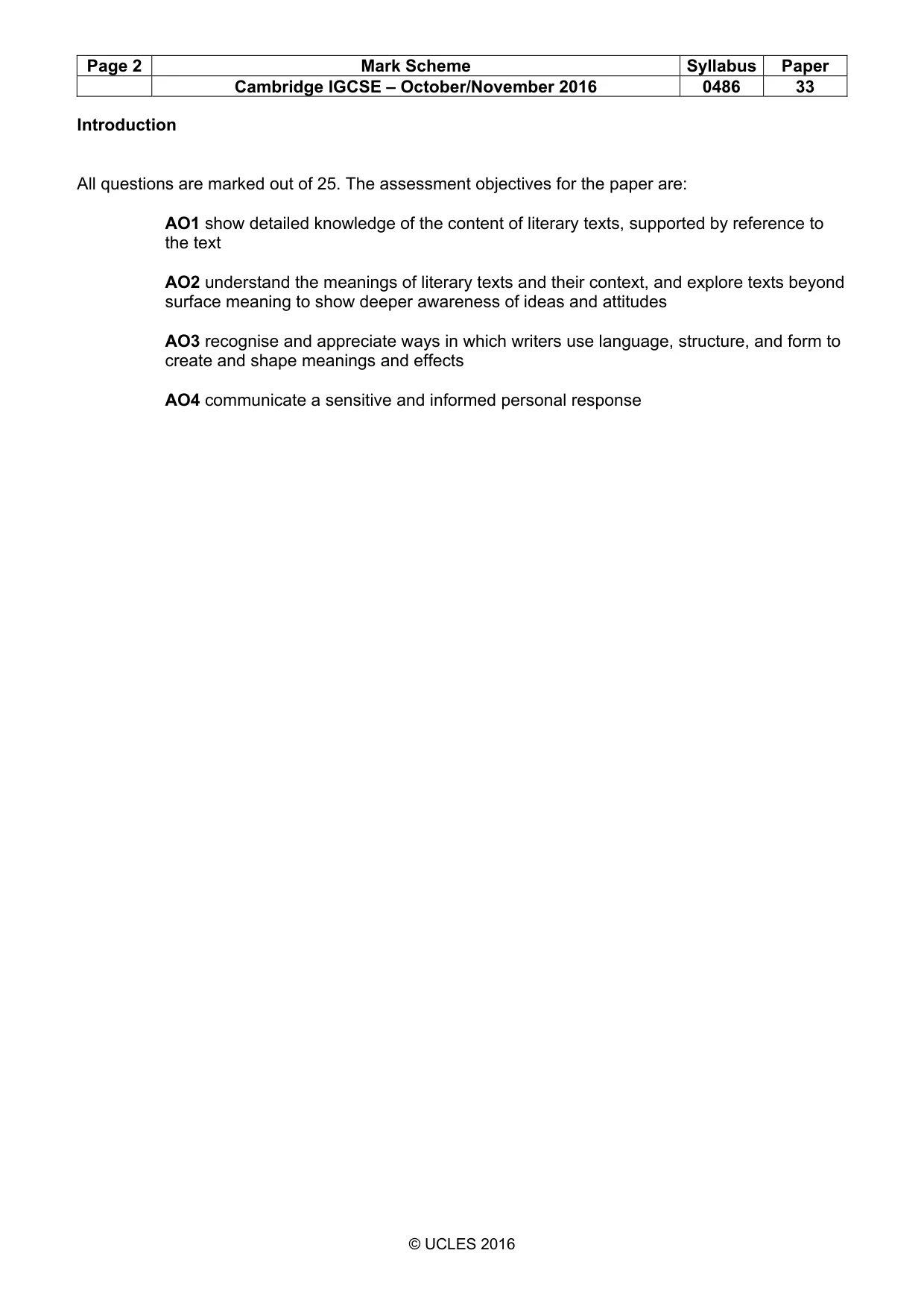 Mark scheme, page 2 of 3