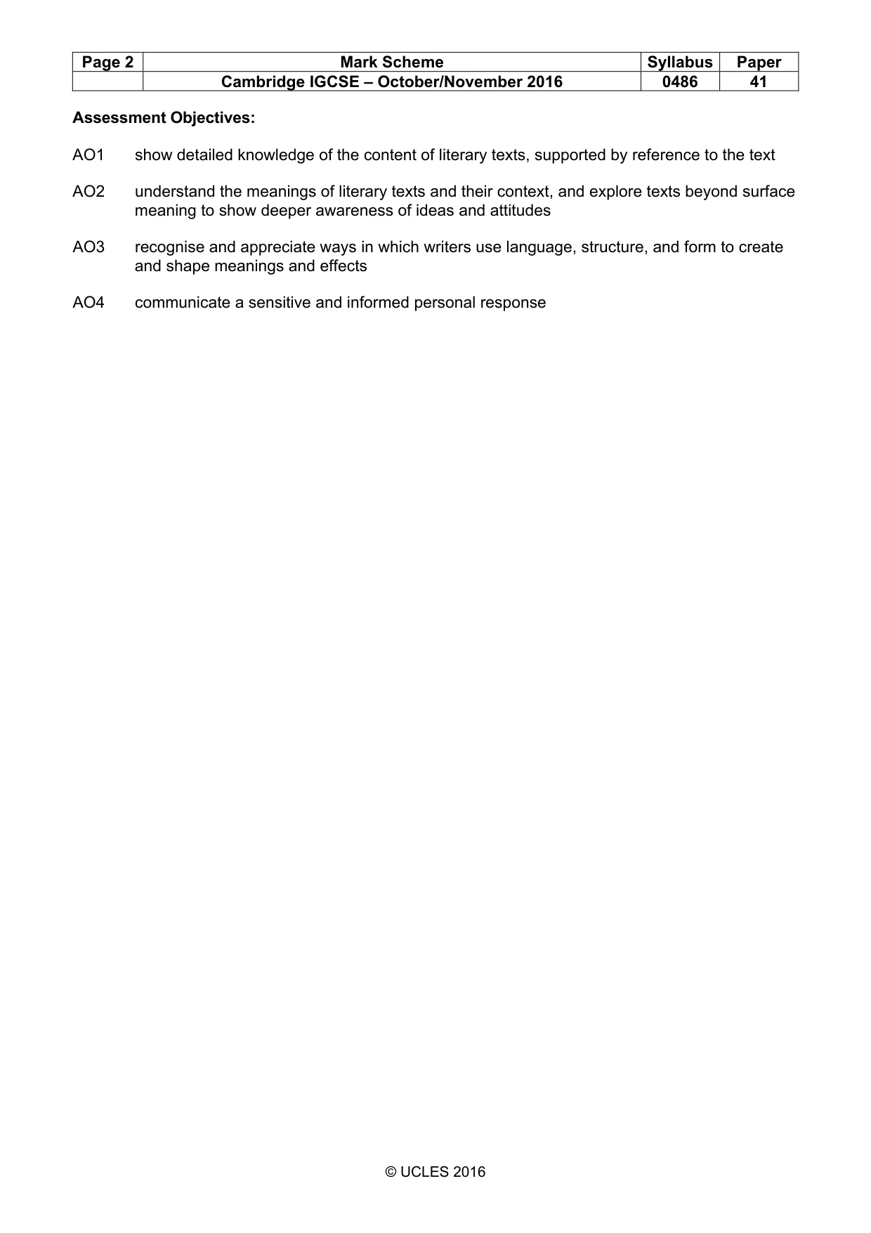 Mark scheme, page 2 of 3
