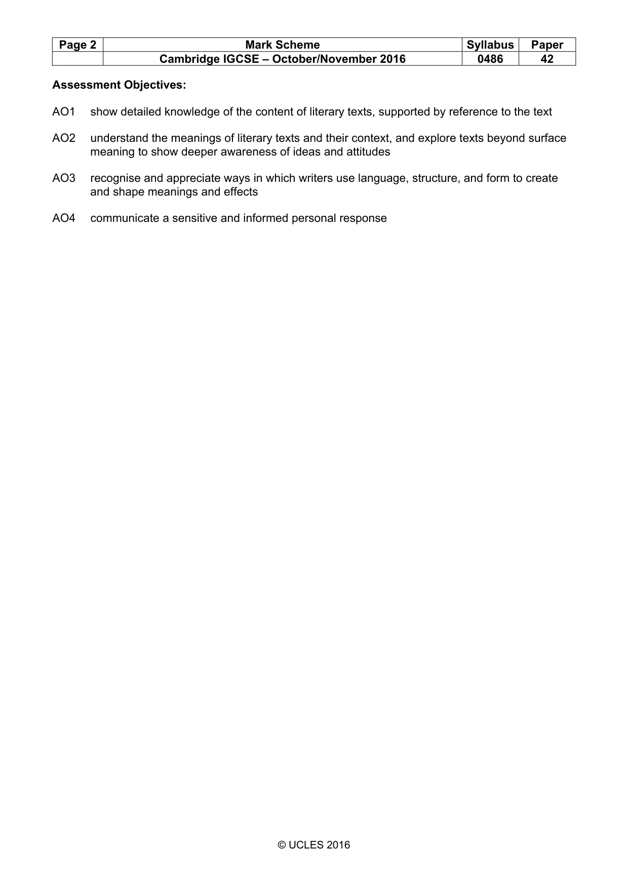 Mark scheme, page 2 of 3