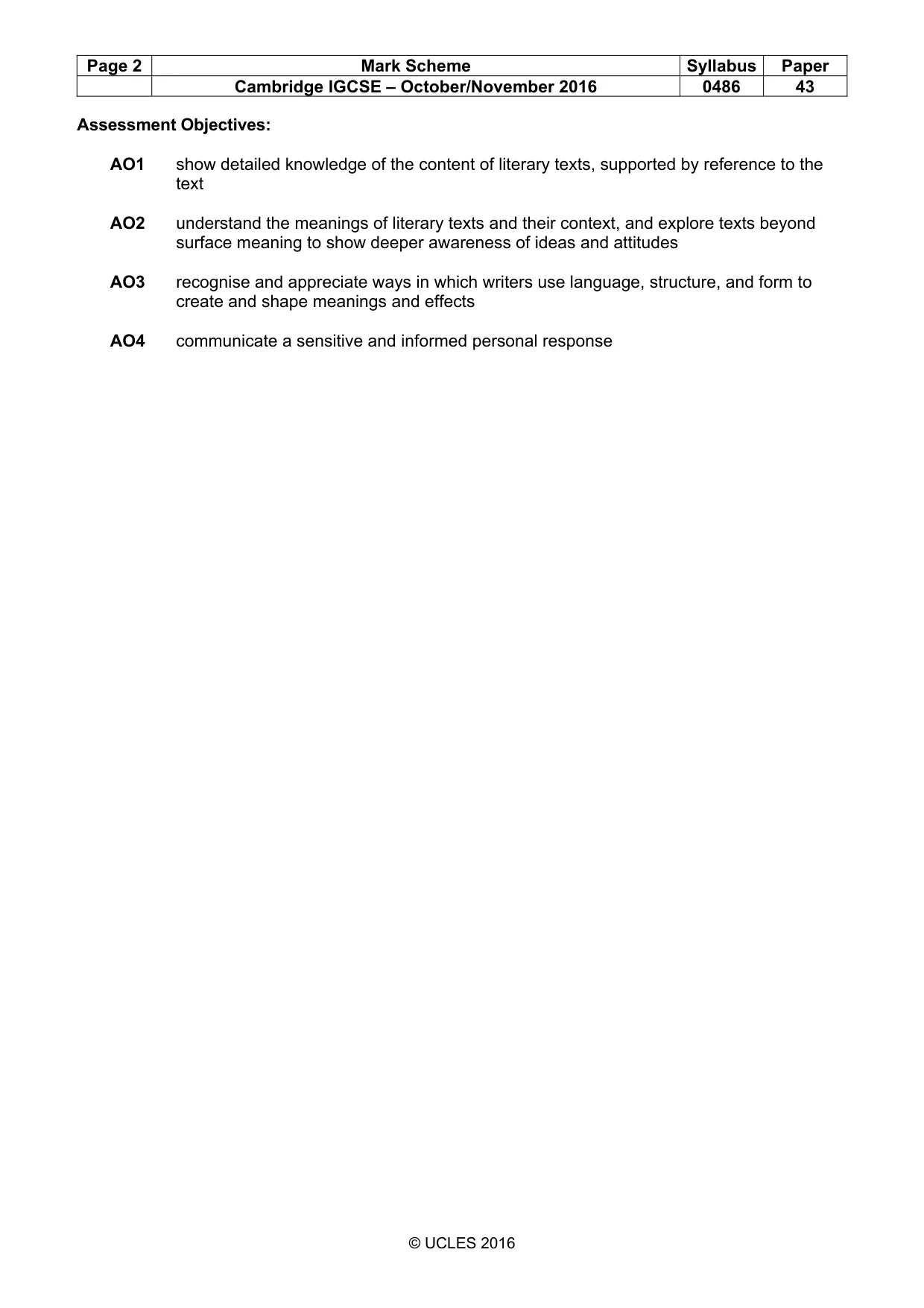 Mark scheme, page 2 of 3