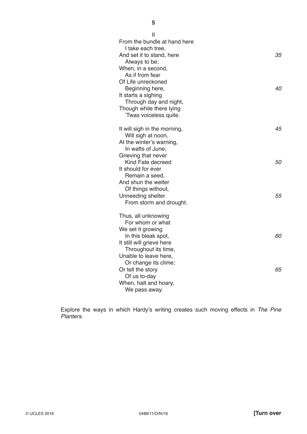 Cambridge IGCSE English - Literature 0486 2016 Oct/Nov Paper 1 · Variant 1 question paper, page 5 of 28
