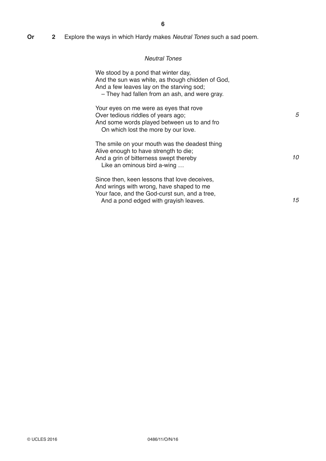 Cambridge IGCSE English - Literature 0486 2016 Oct/Nov Paper 1 · Variant 1 question paper, page 6 of 28