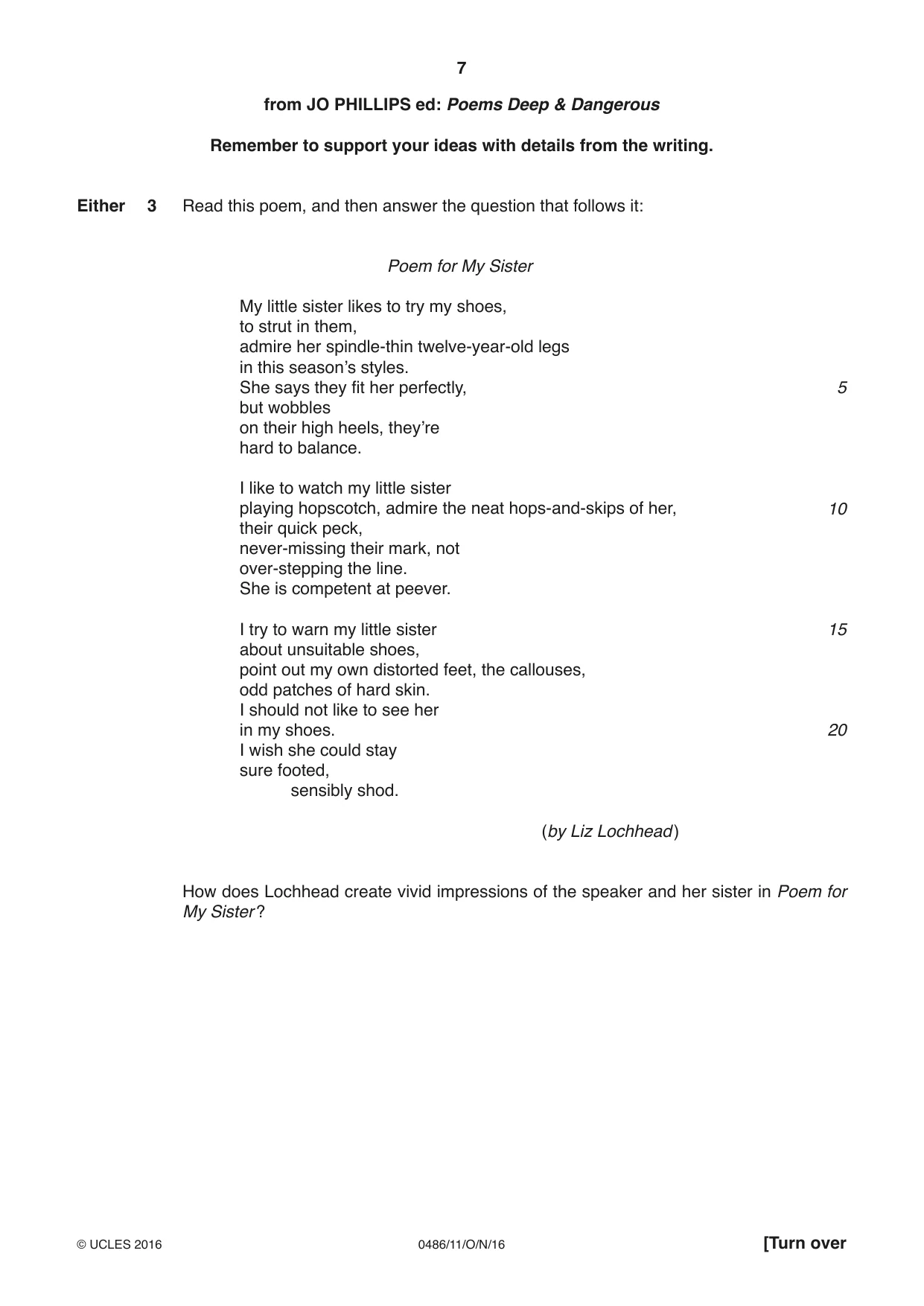 Cambridge IGCSE English - Literature 0486 2016 Oct/Nov Paper 1 · Variant 1 question paper, page 7 of 28