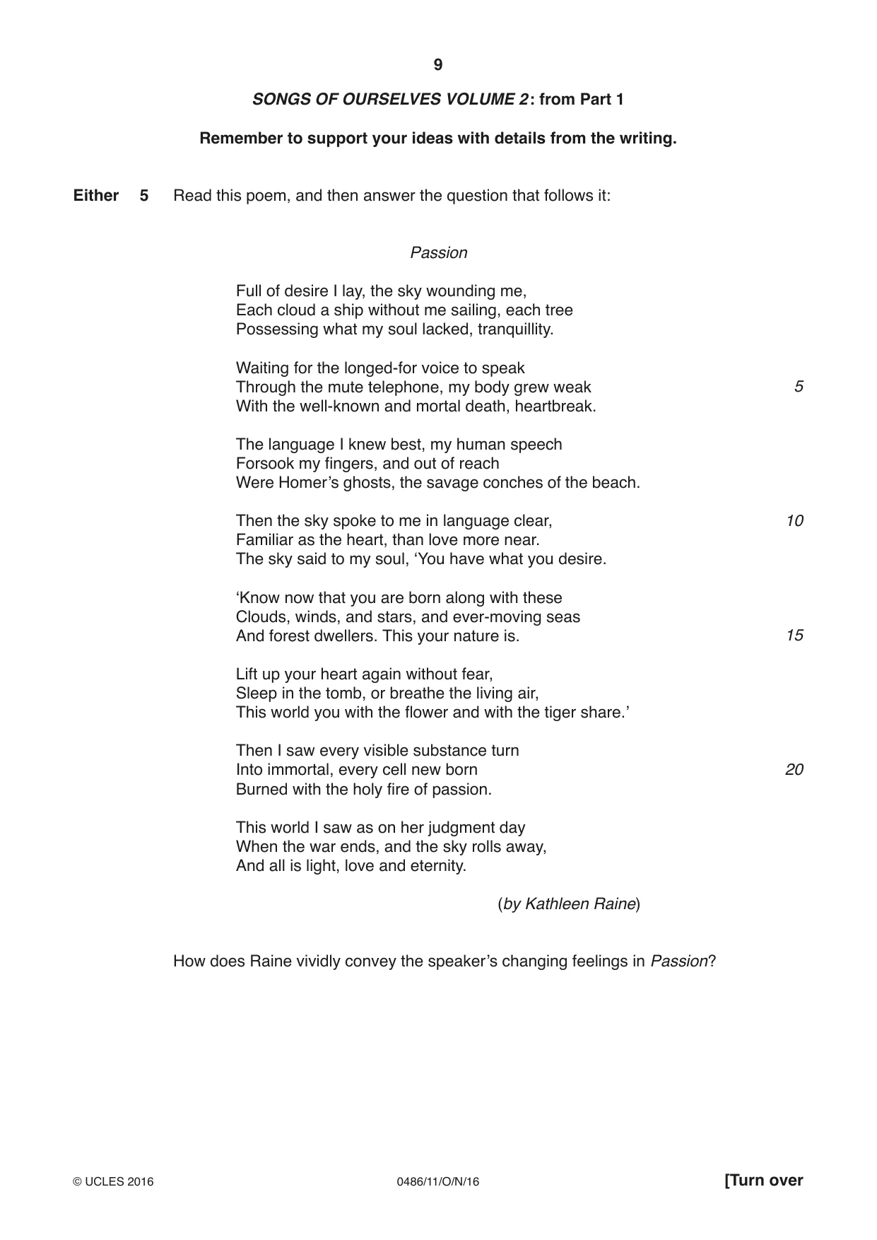 Cambridge IGCSE English - Literature 0486 2016 Oct/Nov Paper 1 · Variant 1 question paper, page 9 of 28