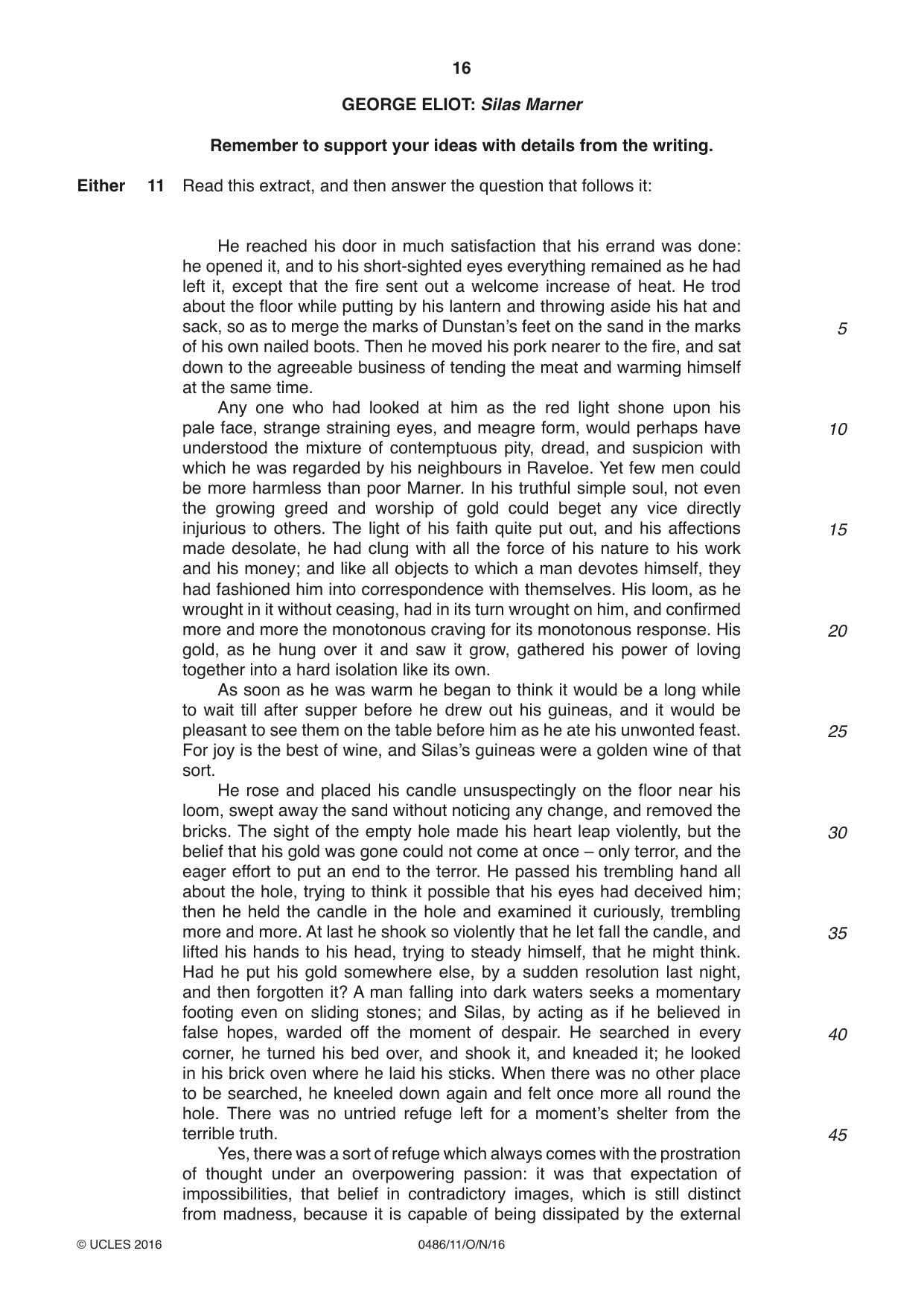 Cambridge IGCSE English - Literature 0486 2016 Oct/Nov Paper 1 · Variant 1 question paper, page 16 of 28