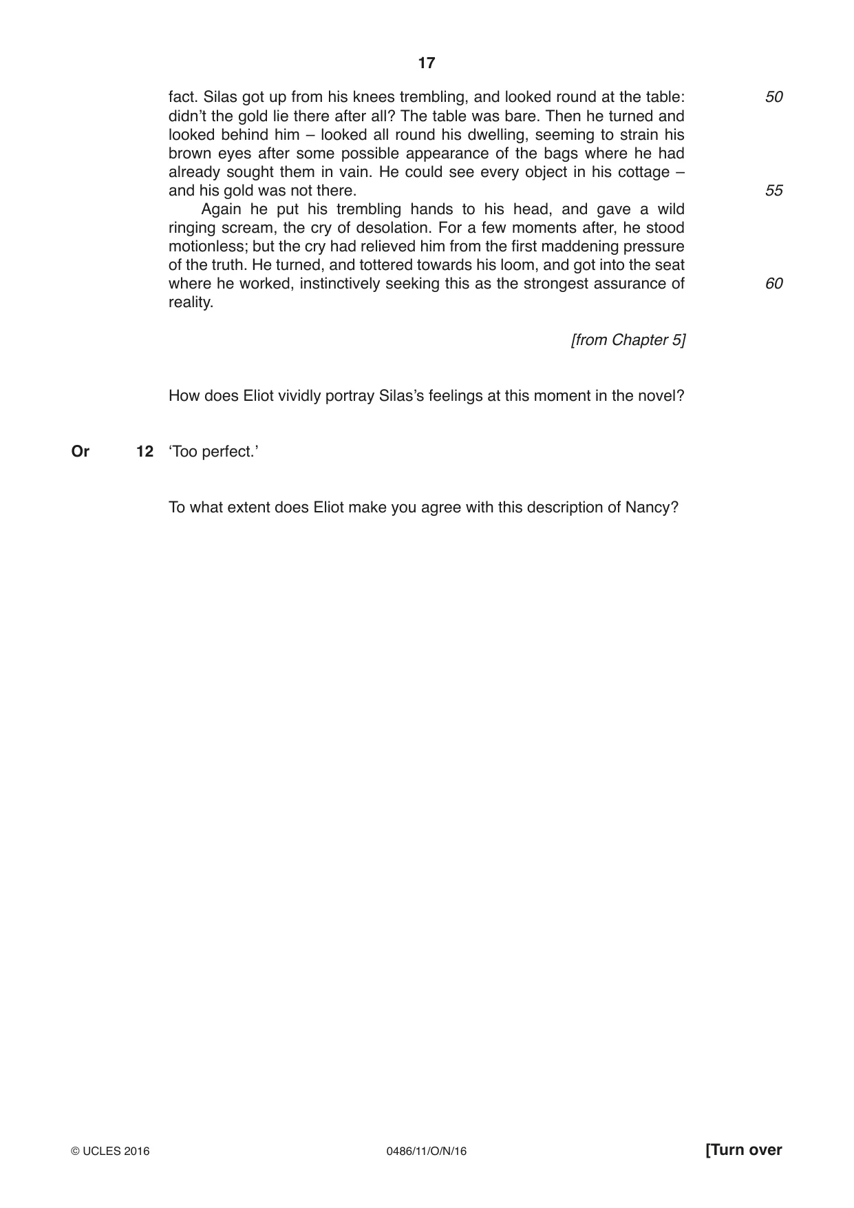 Cambridge IGCSE English - Literature 0486 2016 Oct/Nov Paper 1 · Variant 1 question paper, page 17 of 28