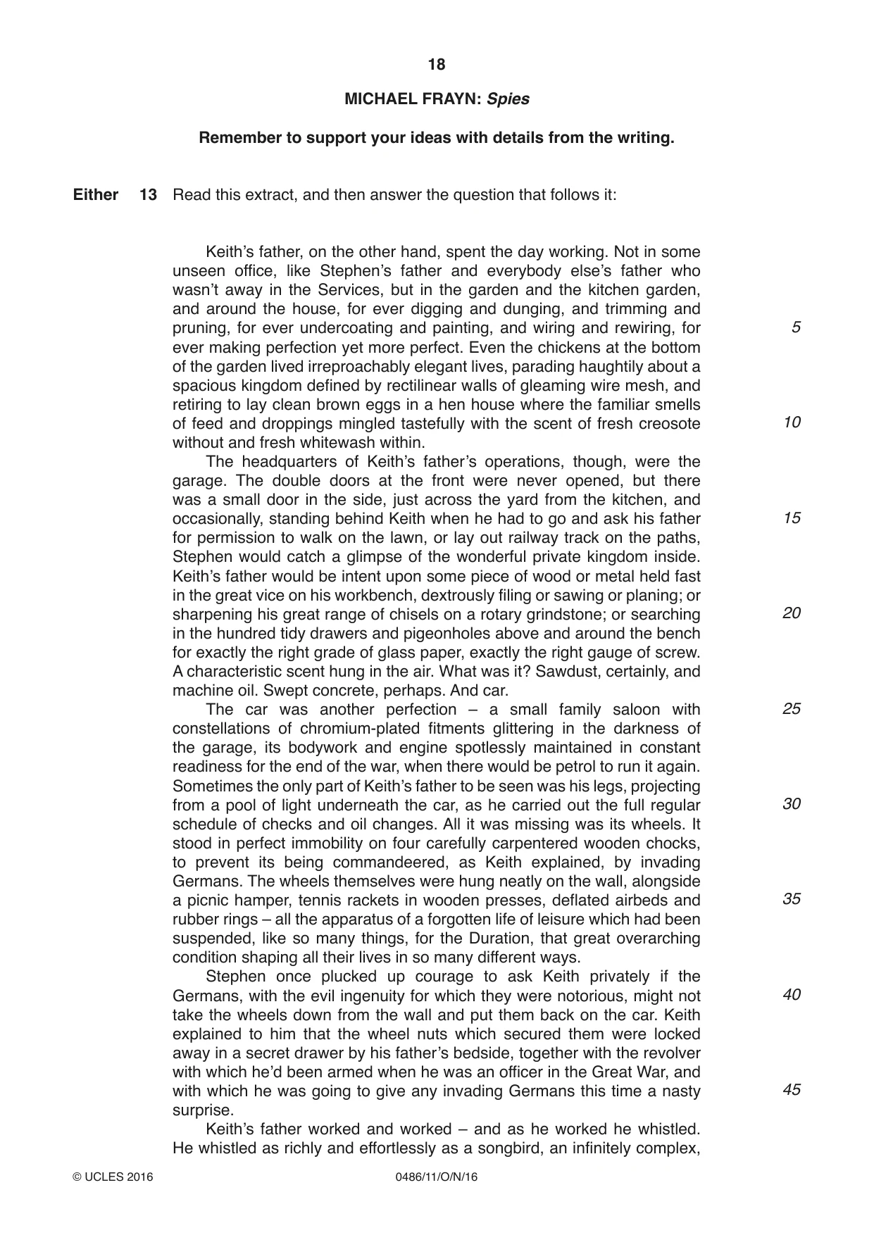 Cambridge IGCSE English - Literature 0486 2016 Oct/Nov Paper 1 · Variant 1 question paper, page 18 of 28