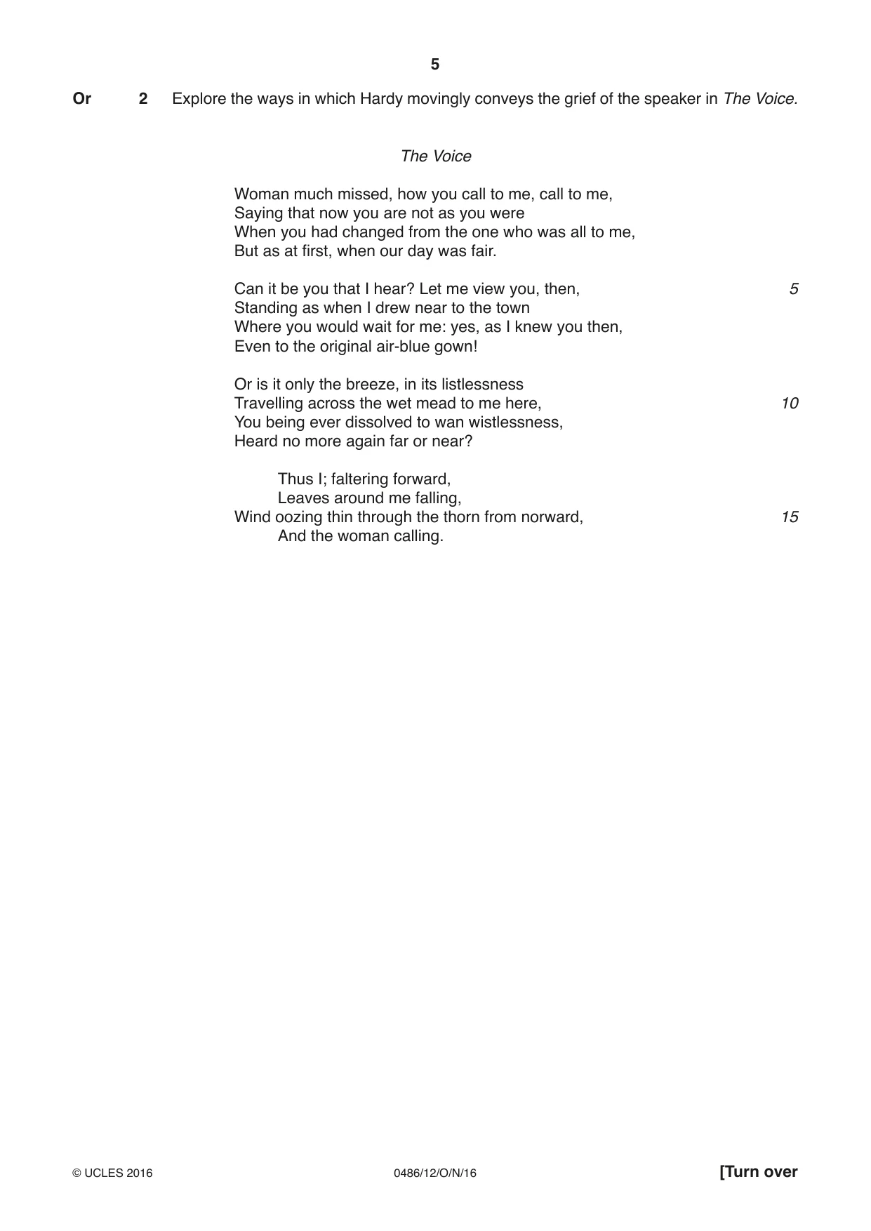 Cambridge IGCSE English - Literature 0486 2016 Oct/Nov Paper 1 · Variant 2 question paper, page 5 of 28