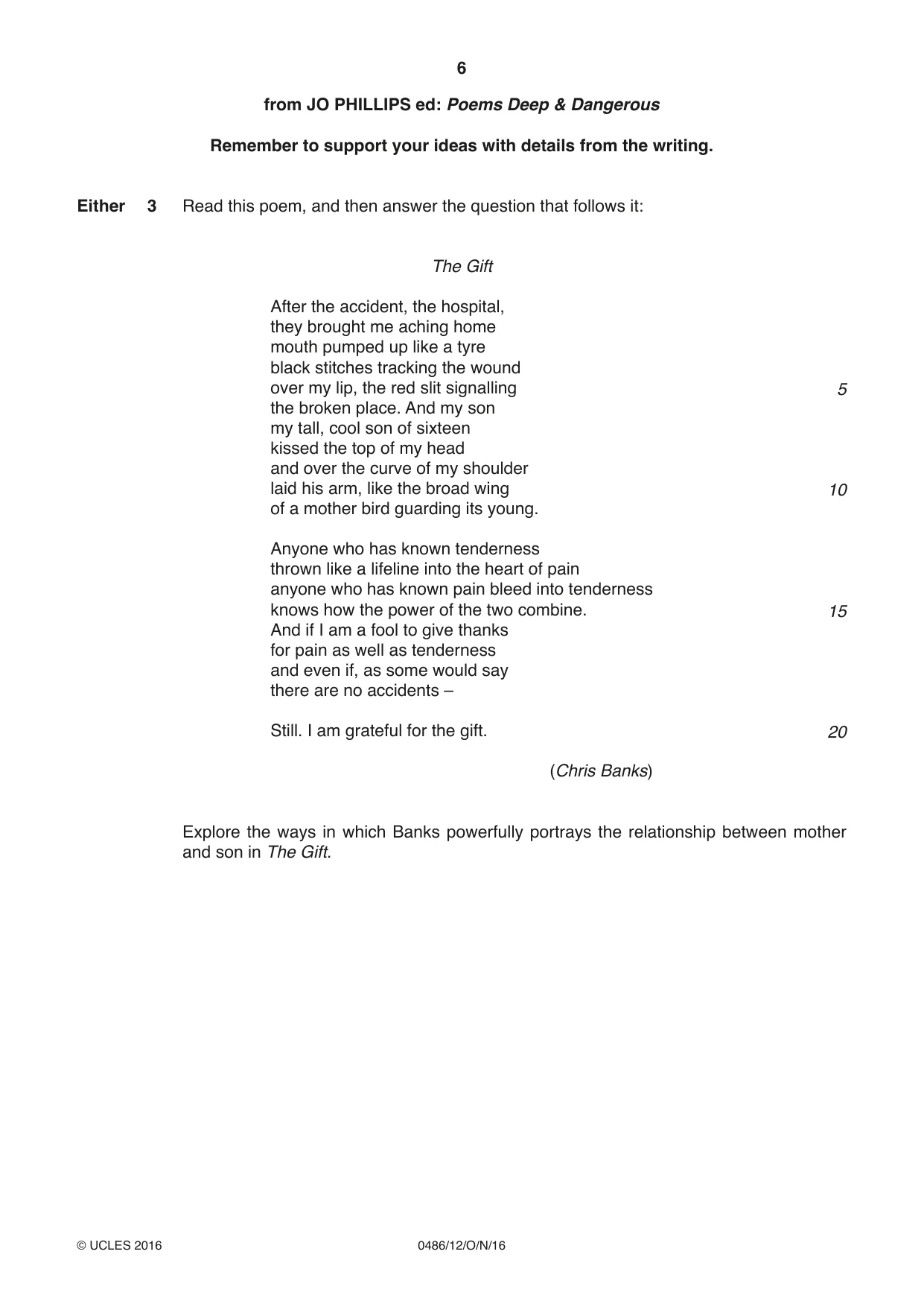 Cambridge IGCSE English - Literature 0486 2016 Oct/Nov Paper 1 · Variant 2 question paper, page 6 of 28