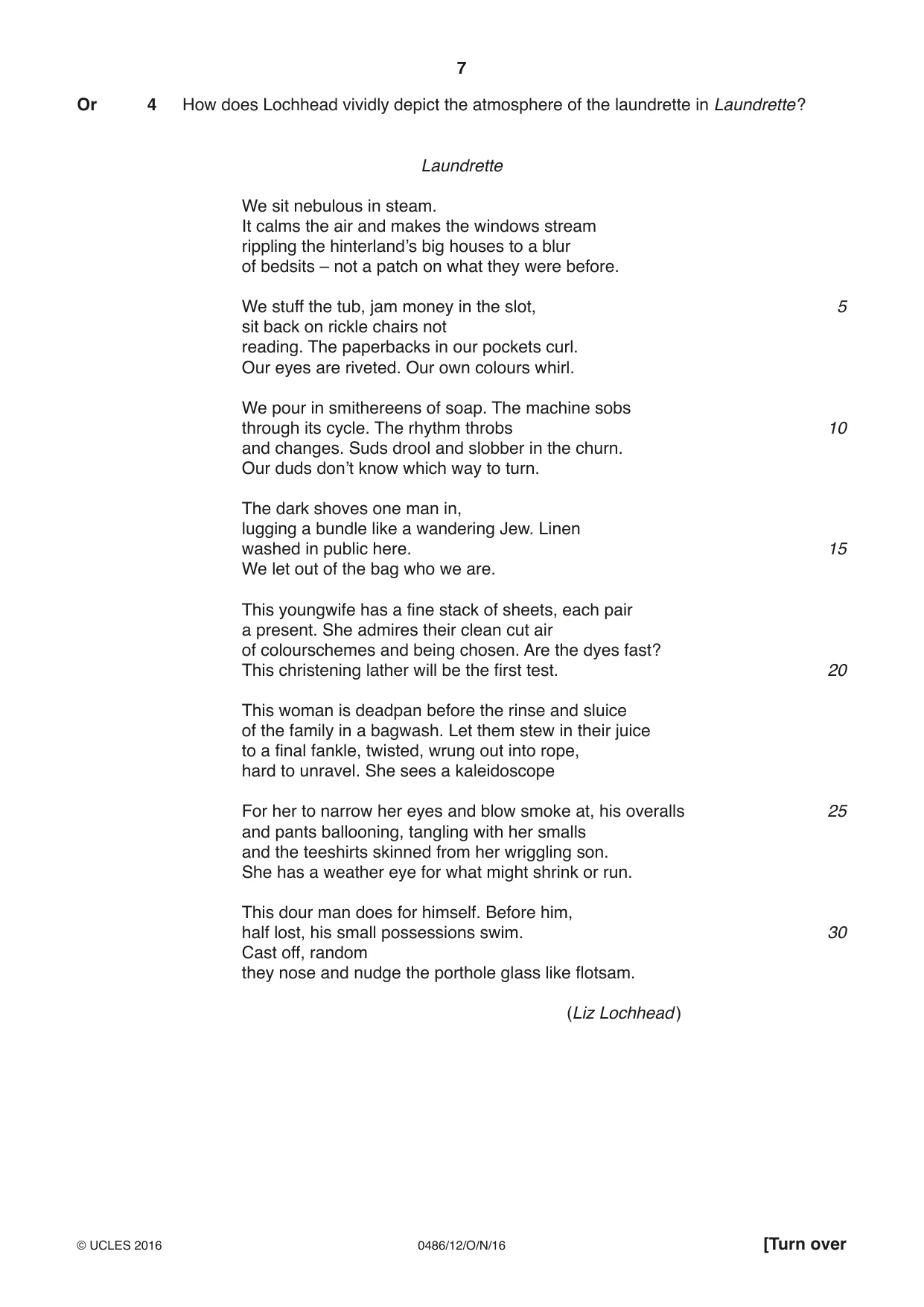 Cambridge IGCSE English - Literature 0486 2016 Oct/Nov Paper 1 · Variant 2 question paper, page 7 of 28