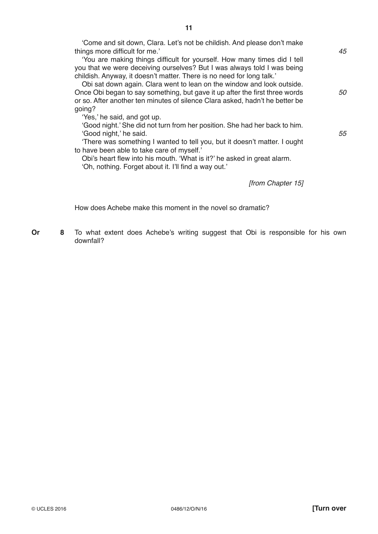 Cambridge IGCSE English - Literature 0486 2016 Oct/Nov Paper 1 · Variant 2 question paper, page 11 of 28