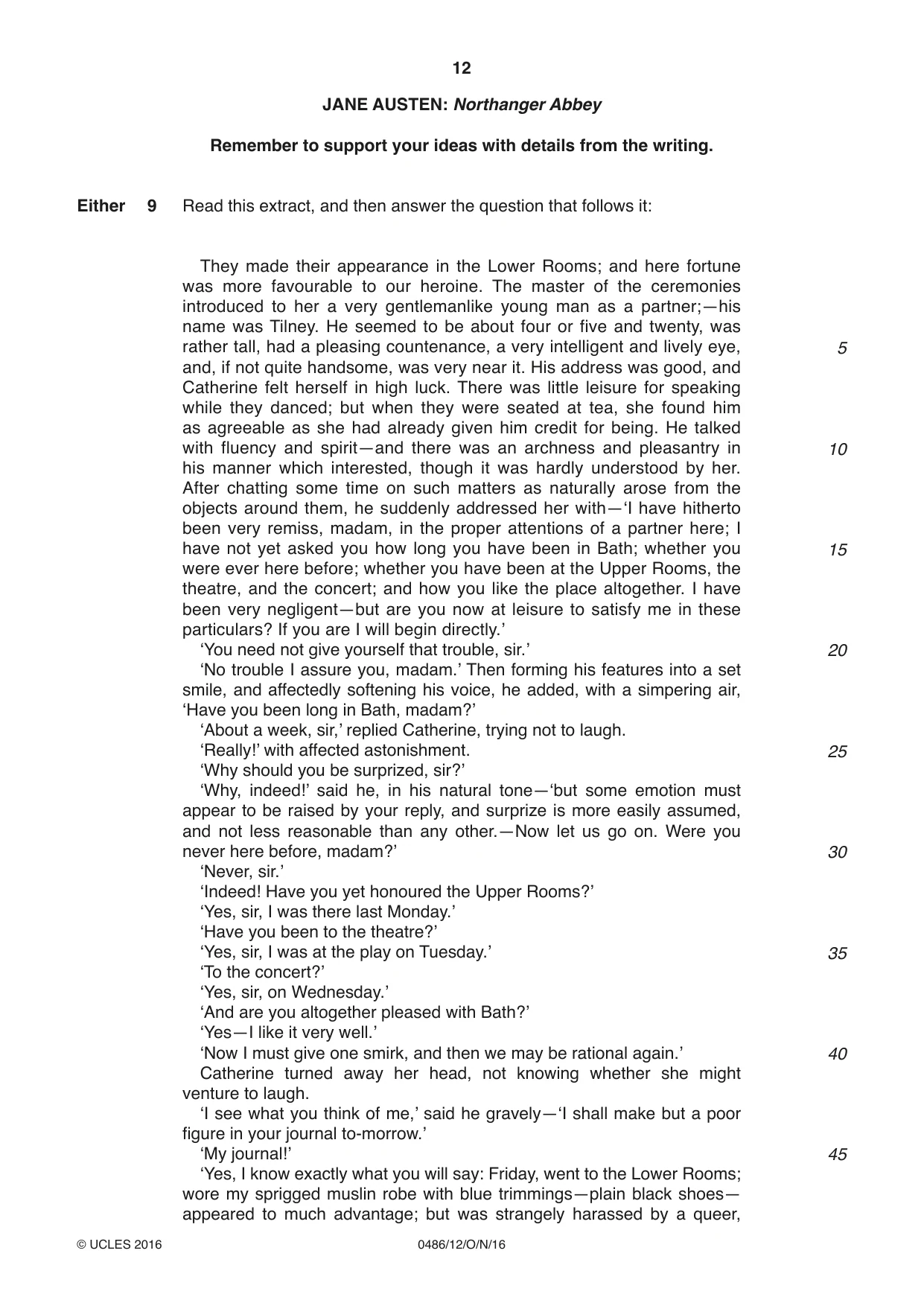 Cambridge IGCSE English - Literature 0486 2016 Oct/Nov Paper 1 · Variant 2 question paper, page 12 of 28