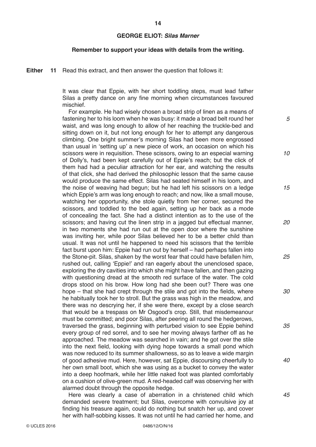 Cambridge IGCSE English - Literature 0486 2016 Oct/Nov Paper 1 · Variant 2 question paper, page 14 of 28