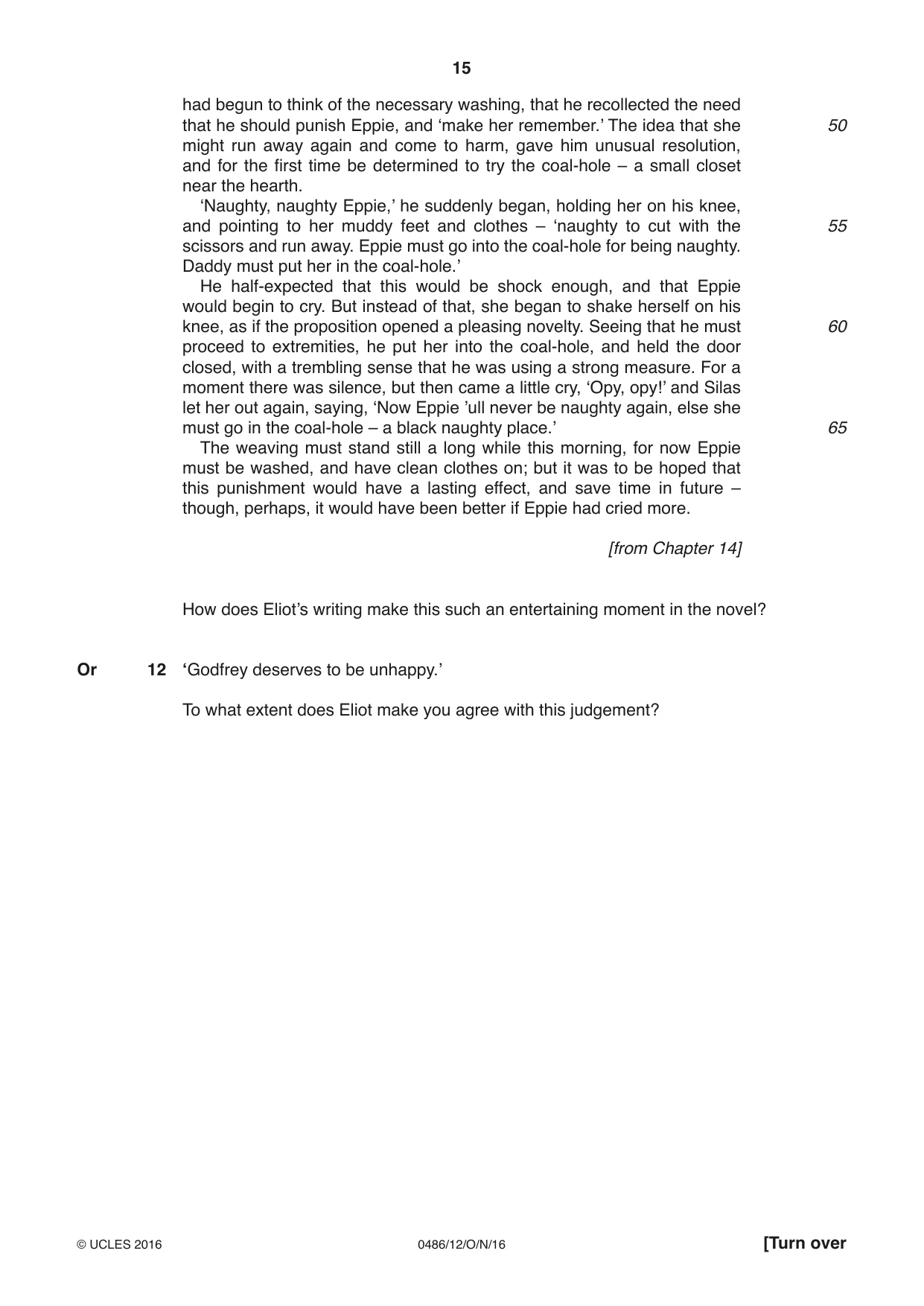Cambridge IGCSE English - Literature 0486 2016 Oct/Nov Paper 1 · Variant 2 question paper, page 15 of 28