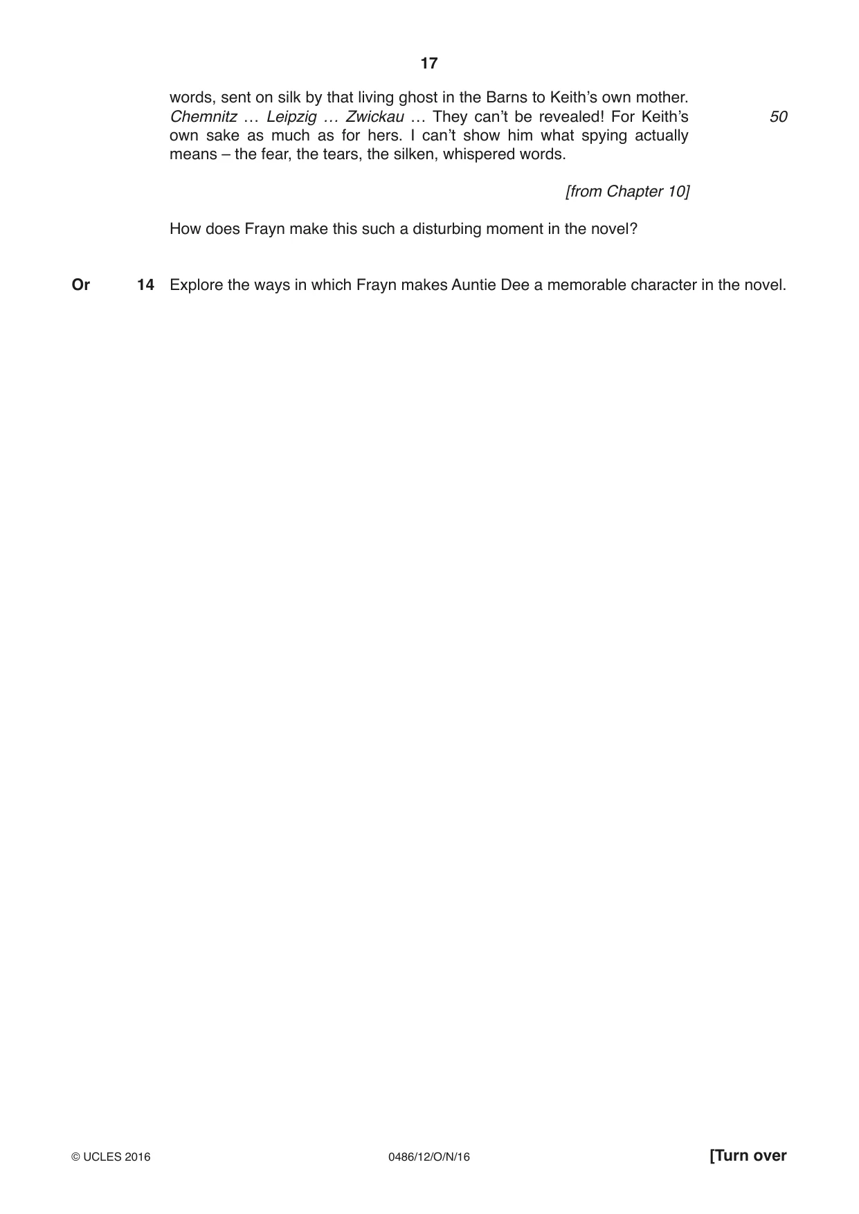 Cambridge IGCSE English - Literature 0486 2016 Oct/Nov Paper 1 · Variant 2 question paper, page 17 of 28