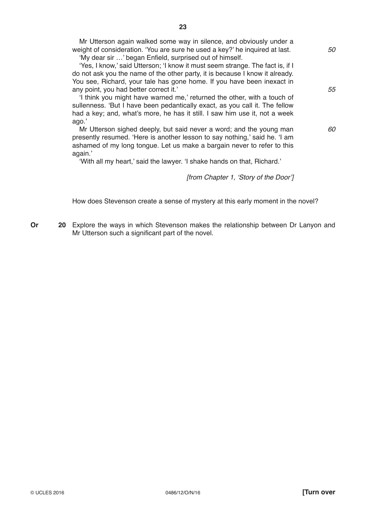 Cambridge IGCSE English - Literature 0486 2016 Oct/Nov Paper 1 · Variant 2 question paper, page 23 of 28