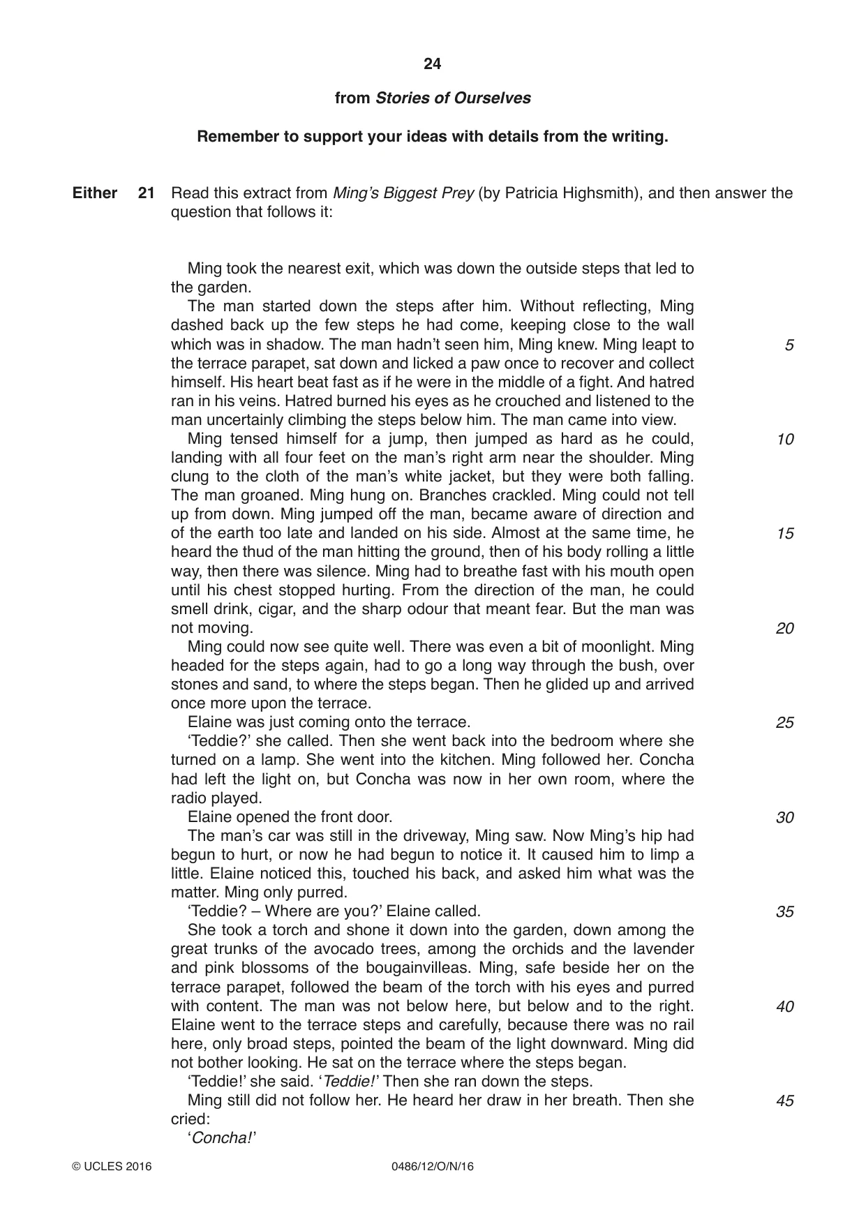 Cambridge IGCSE English - Literature 0486 2016 Oct/Nov Paper 1 · Variant 2 question paper, page 24 of 28