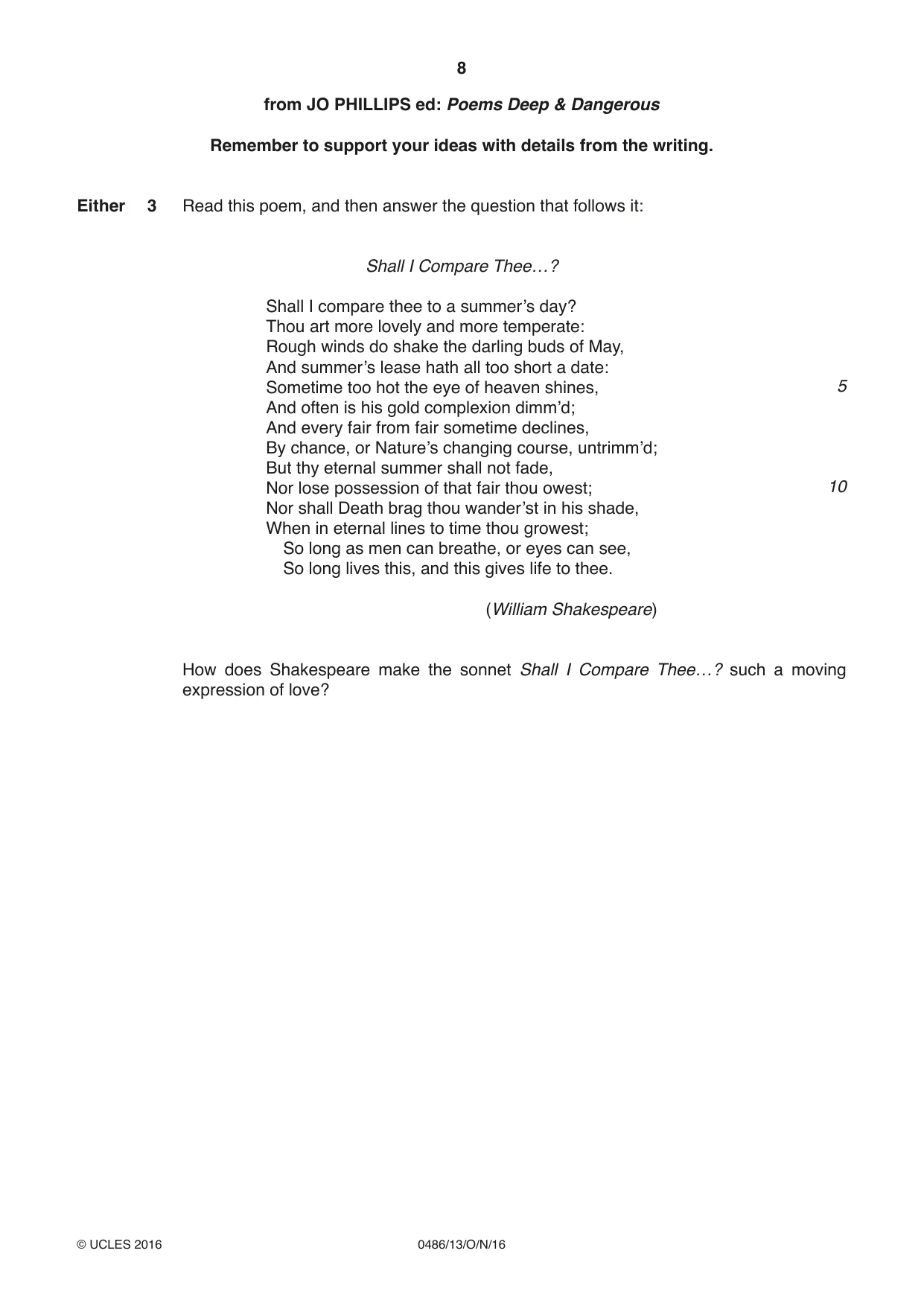 Cambridge IGCSE English - Literature 0486 2016 Oct/Nov Paper 1 · Variant 3 question paper, page 8 of 28
