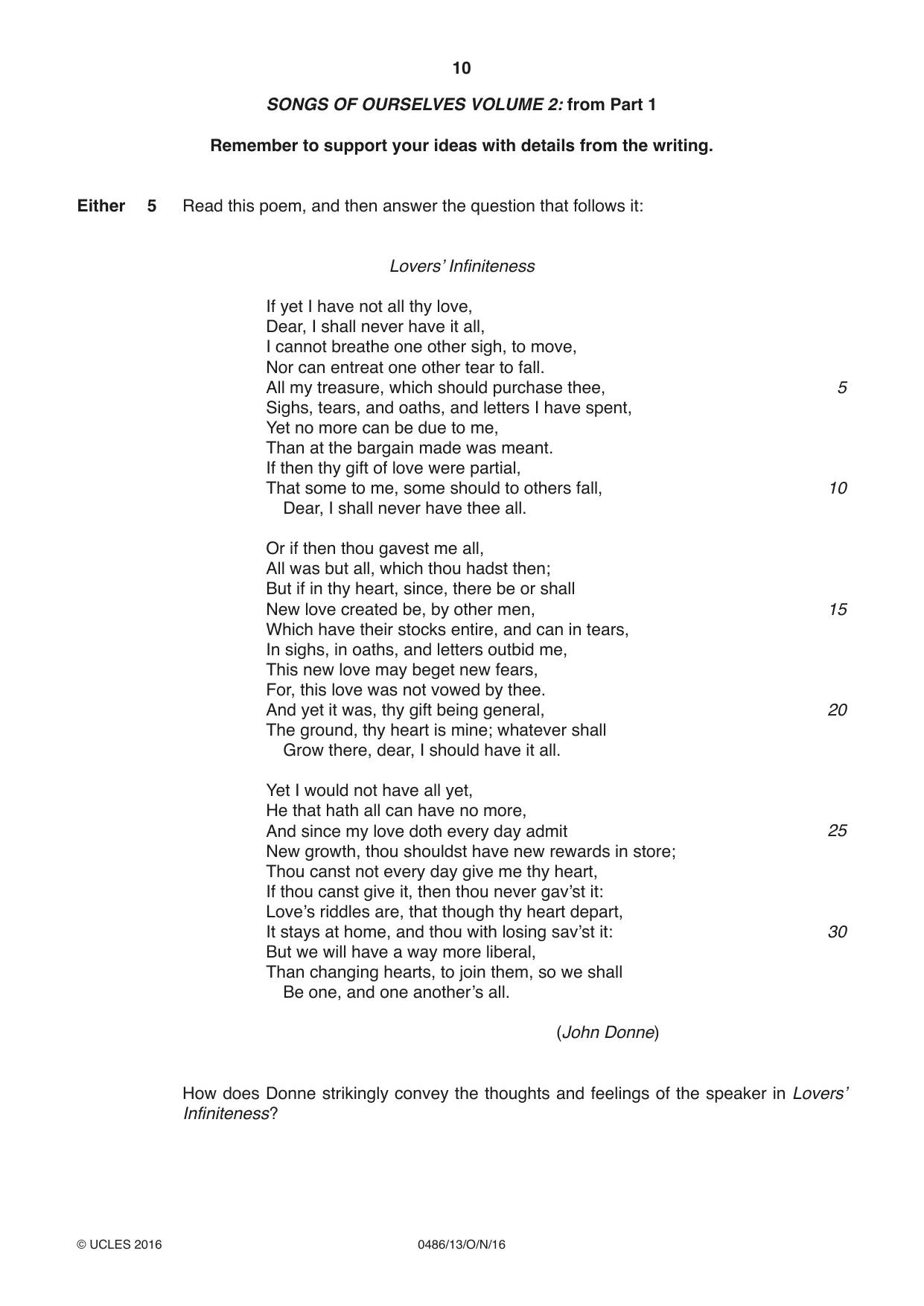 Cambridge IGCSE English - Literature 0486 2016 Oct/Nov Paper 1 · Variant 3 question paper, page 10 of 28