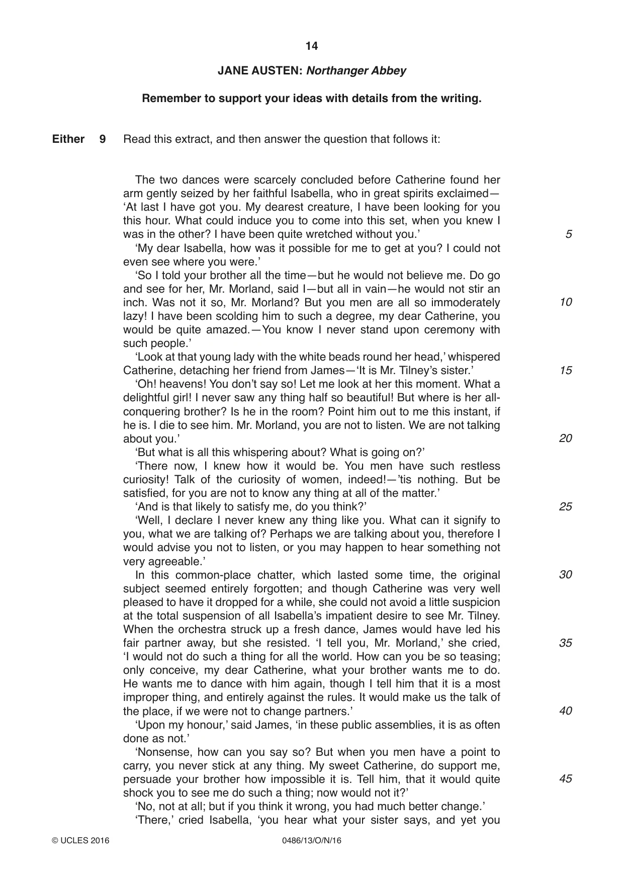 Cambridge IGCSE English - Literature 0486 2016 Oct/Nov Paper 1 · Variant 3 question paper, page 14 of 28