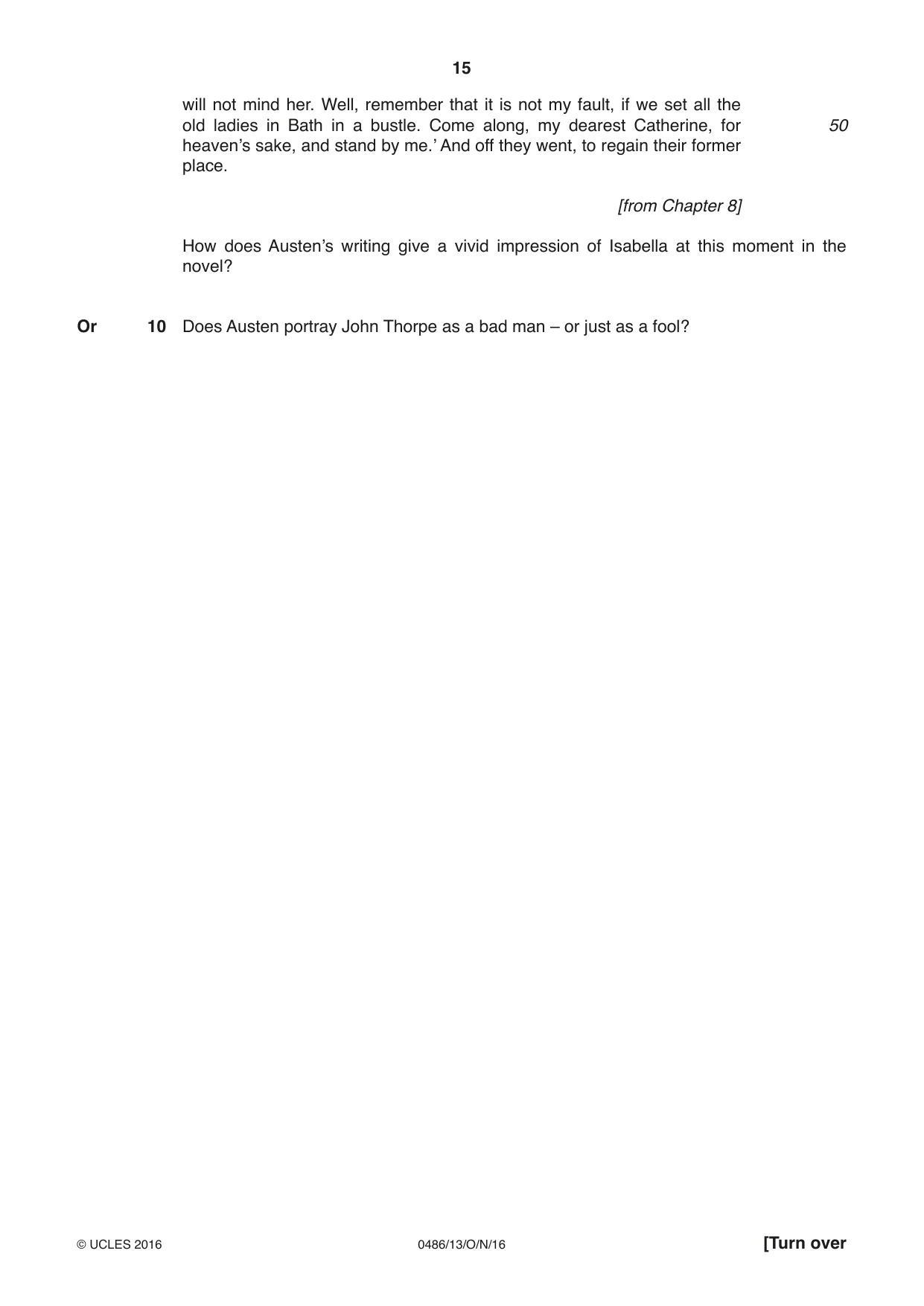 Cambridge IGCSE English - Literature 0486 2016 Oct/Nov Paper 1 · Variant 3 question paper, page 15 of 28