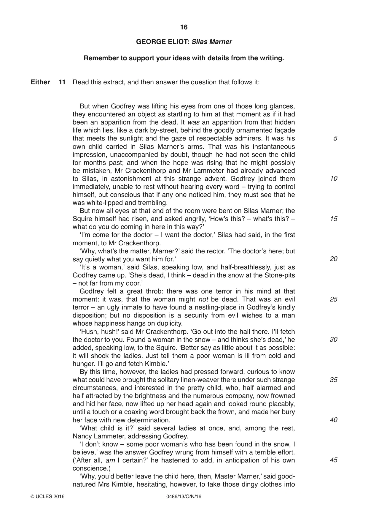 Cambridge IGCSE English - Literature 0486 2016 Oct/Nov Paper 1 · Variant 3 question paper, page 16 of 28