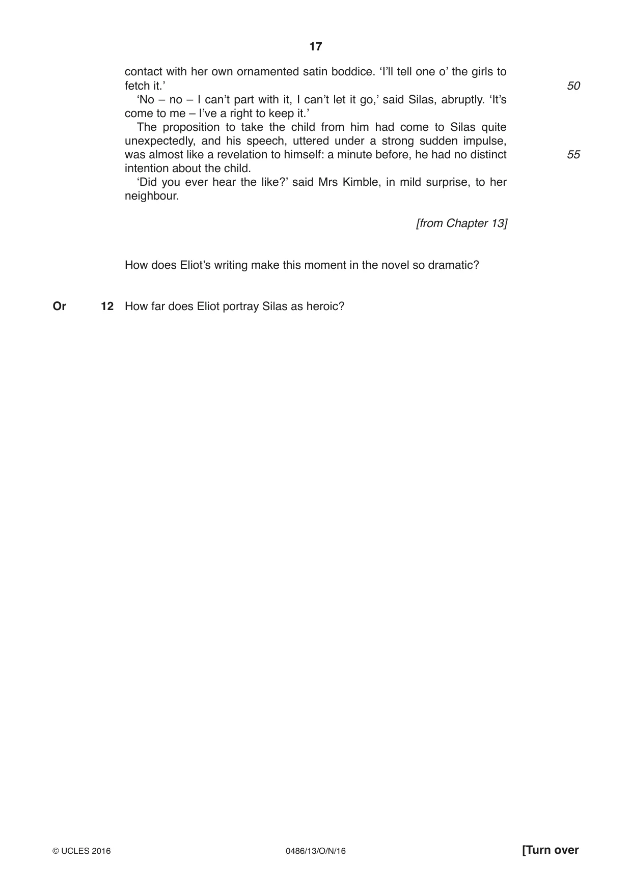 Cambridge IGCSE English - Literature 0486 2016 Oct/Nov Paper 1 · Variant 3 question paper, page 17 of 28