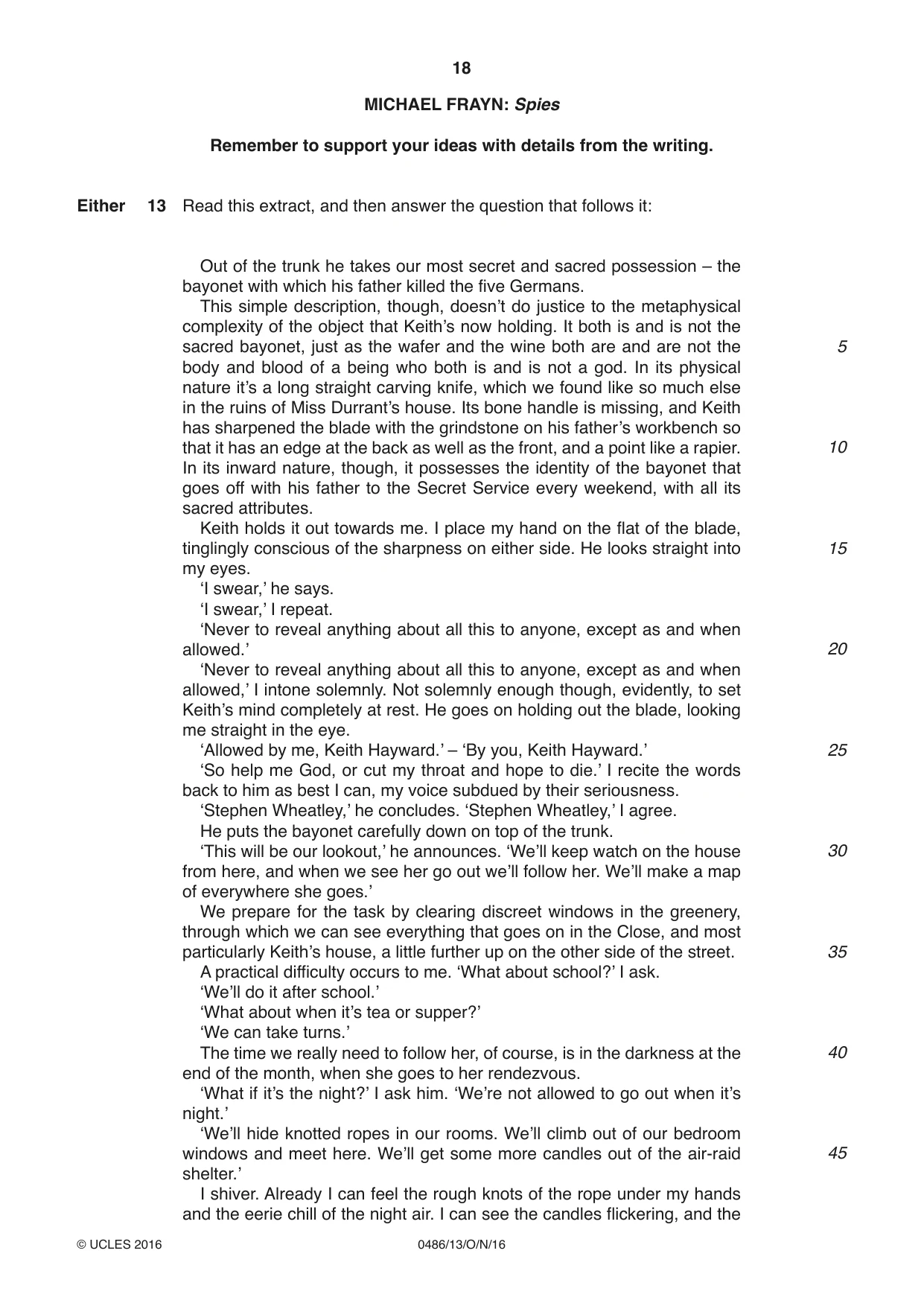 Cambridge IGCSE English - Literature 0486 2016 Oct/Nov Paper 1 · Variant 3 question paper, page 18 of 28